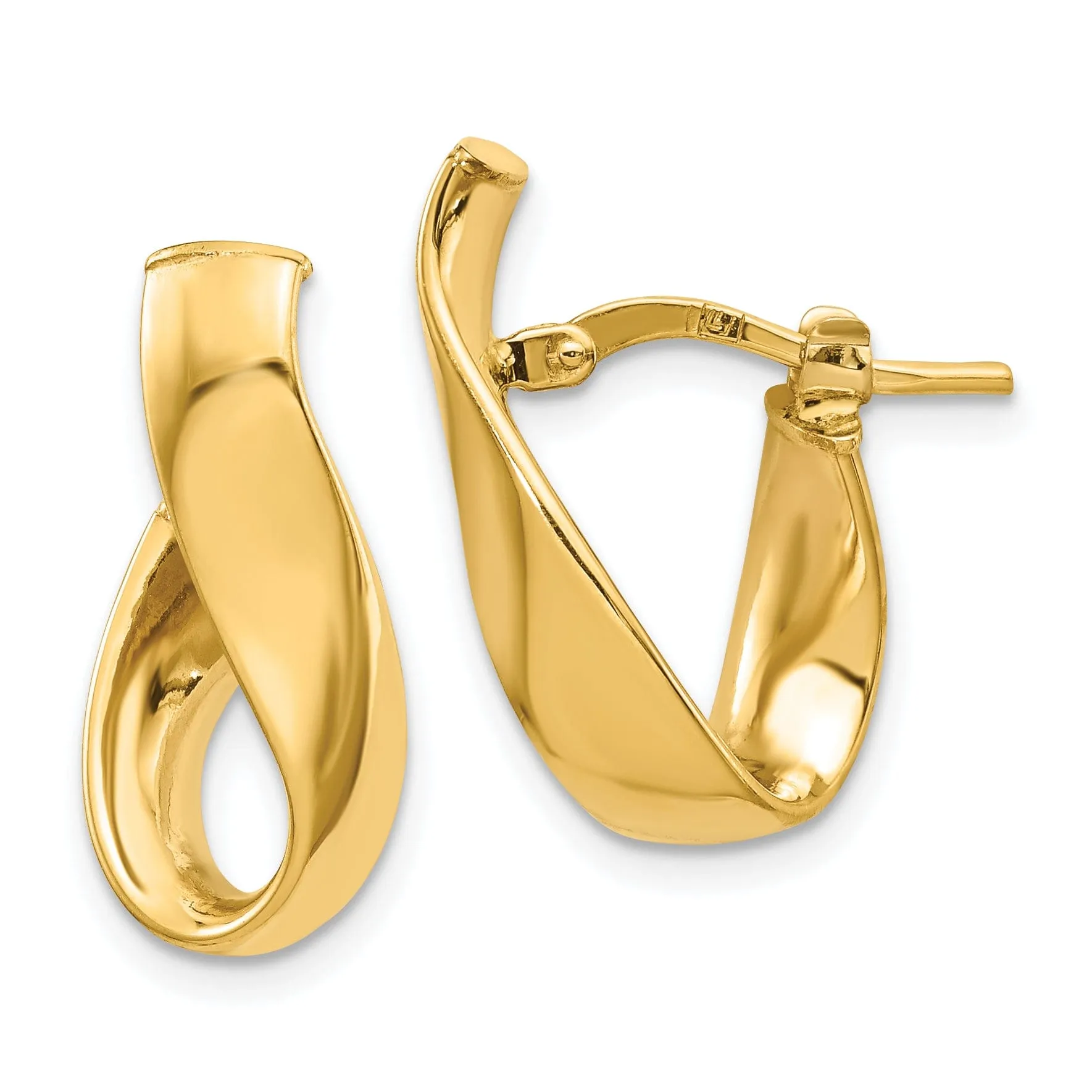 14k Yellow Gold Polished Omega Hoop Earrings