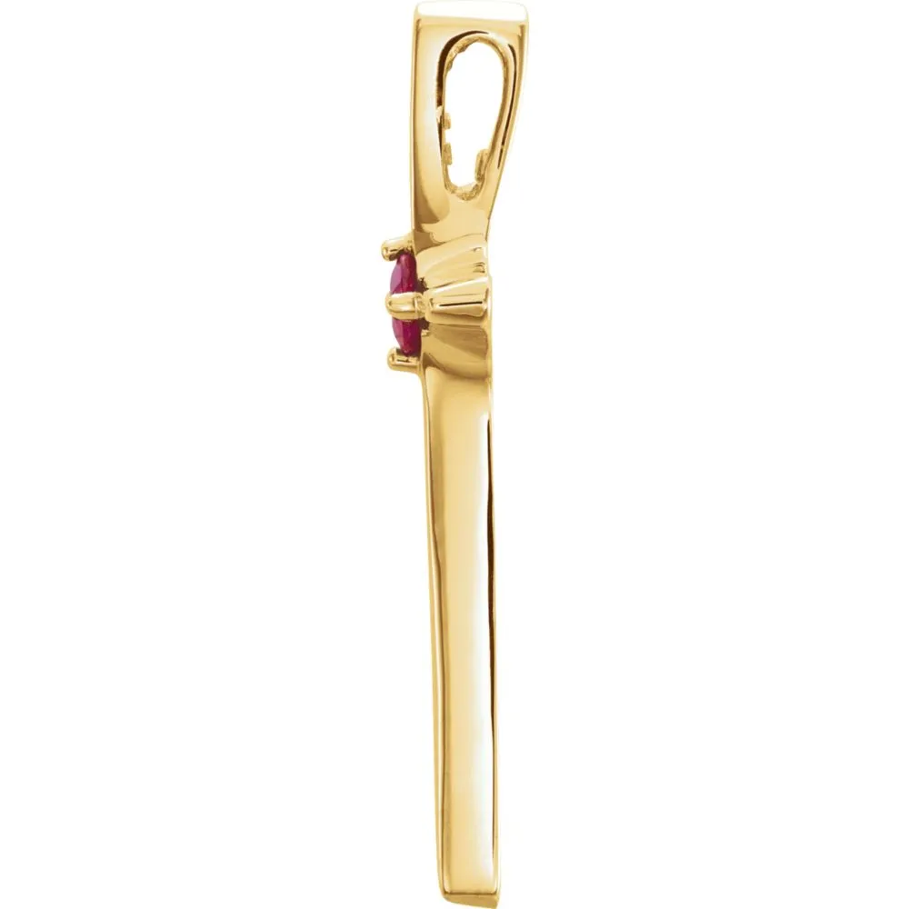 14k Yellow Gold Ruby Cross Pendant