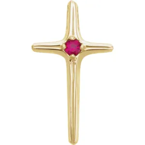 14k Yellow Gold Ruby Cross Pendant