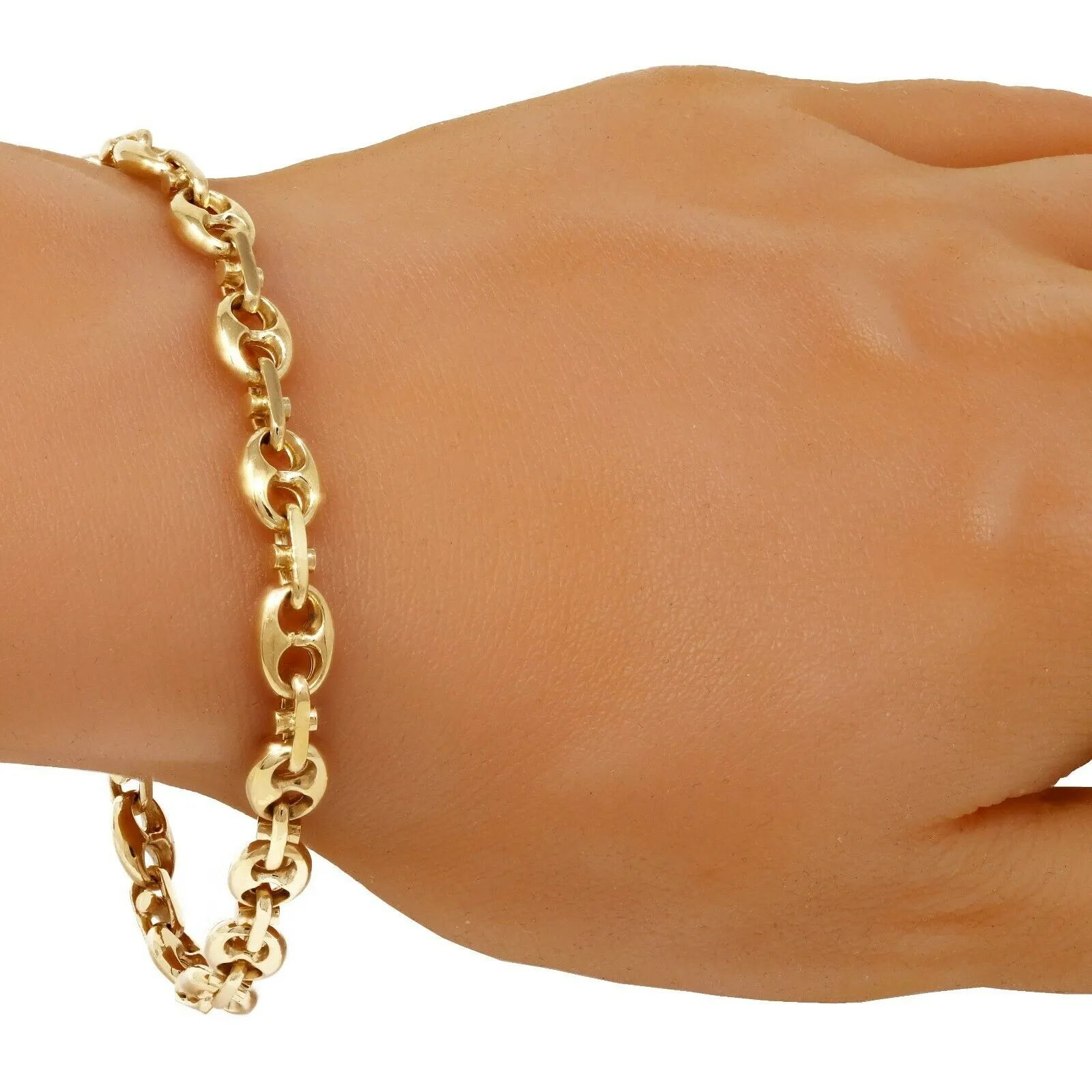 14k Yellow Gold Solid Gucci Mariner Link Chain Bracelet 9" 7.5mm 25.3 grams