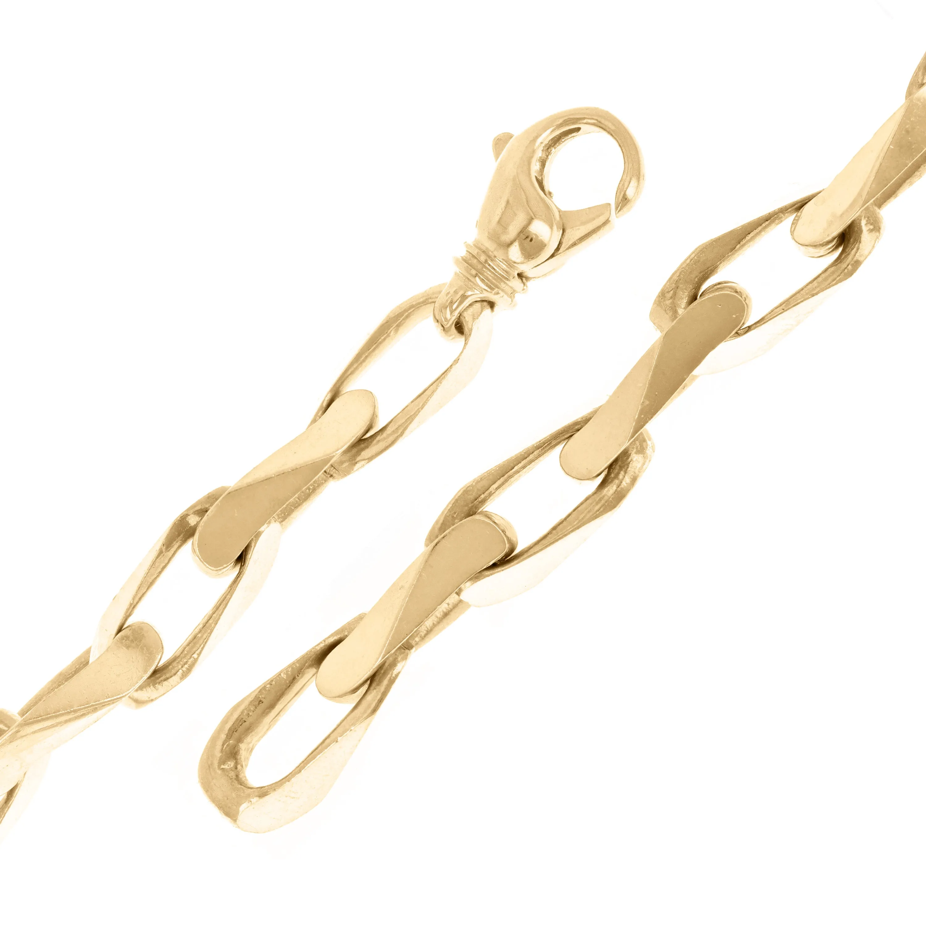 14k Yellow Gold Solid Handmade Fashion Link Chain Bracelet 7" - 8" 8.6mm