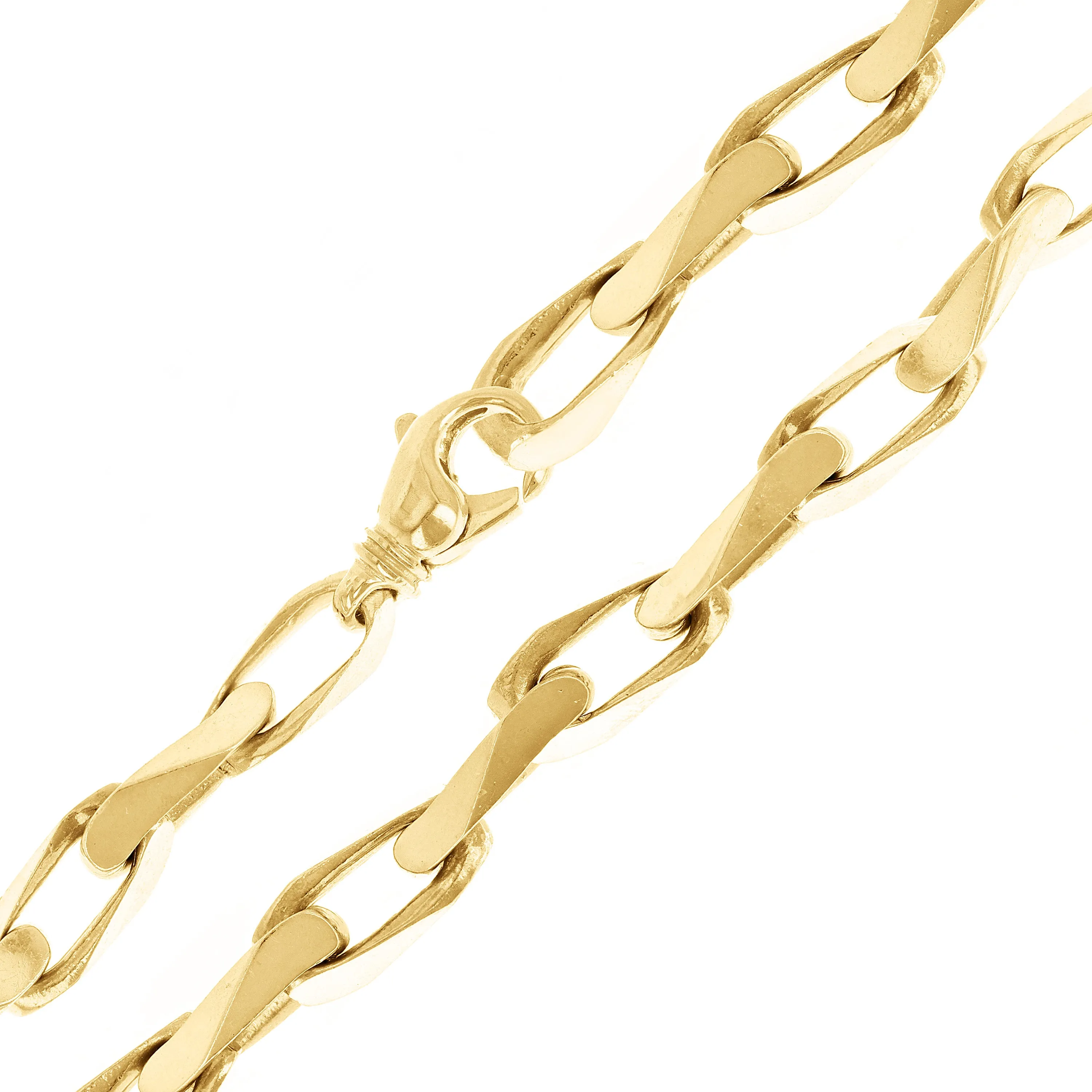 14k Yellow Gold Solid Handmade Fashion Link Chain Bracelet 7" - 8" 8.6mm