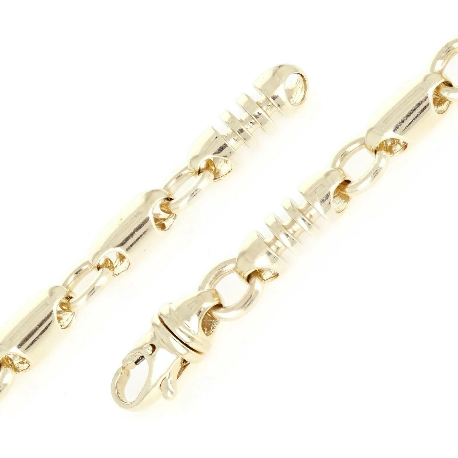 14k Yellow Gold Solid Handmade Fashion Link Chain Bracelet 7" - 9" 6.8mm
