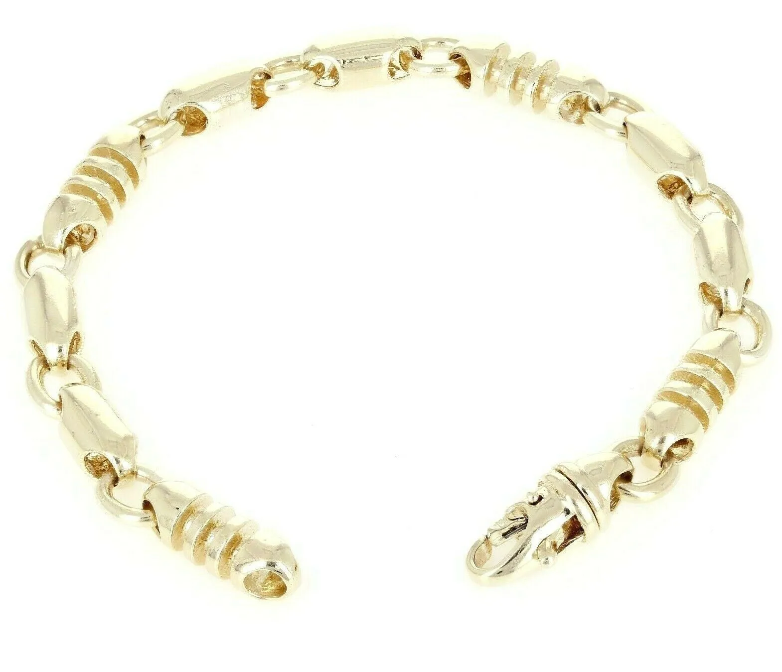 14k Yellow Gold Solid Handmade Fashion Link Chain Bracelet 7" - 9" 6.8mm