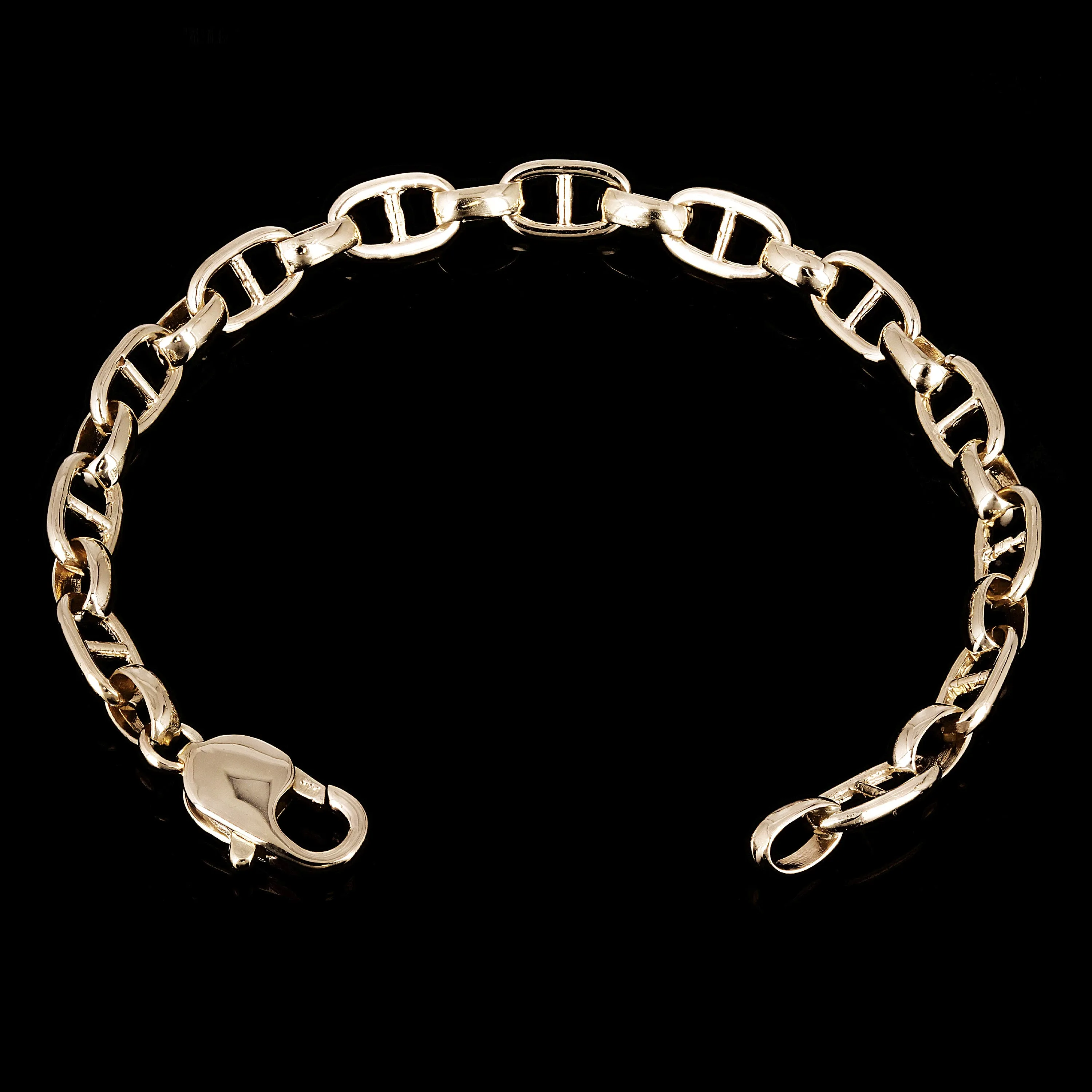 14k Yellow Gold Solid Handmade Oval Link Chain Bracelet 7.5" 6.7mm 14.9 grams