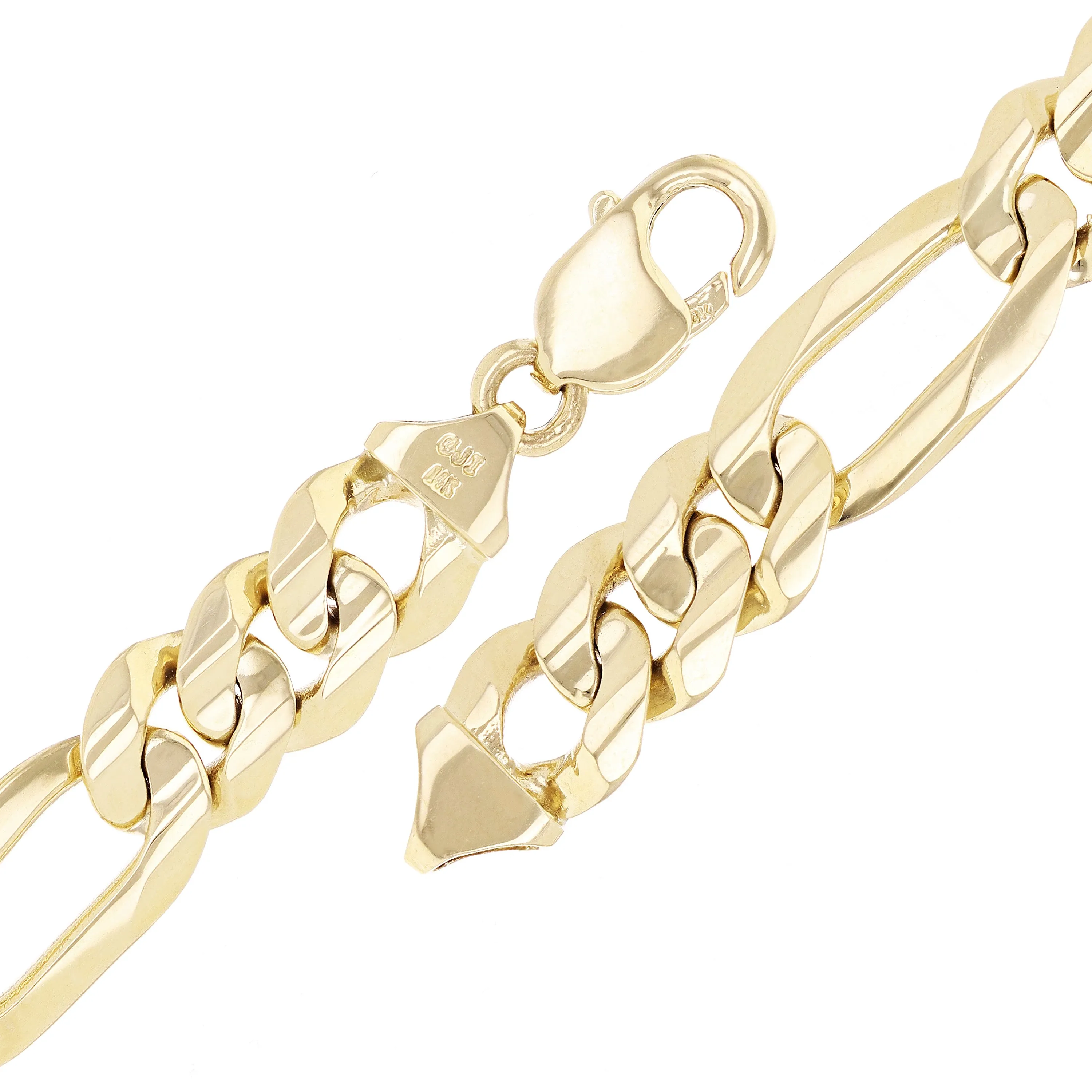 14k Yellow Gold Solid Heavy Figaro Link Chain Bracelet 12.7mm Various Lengths