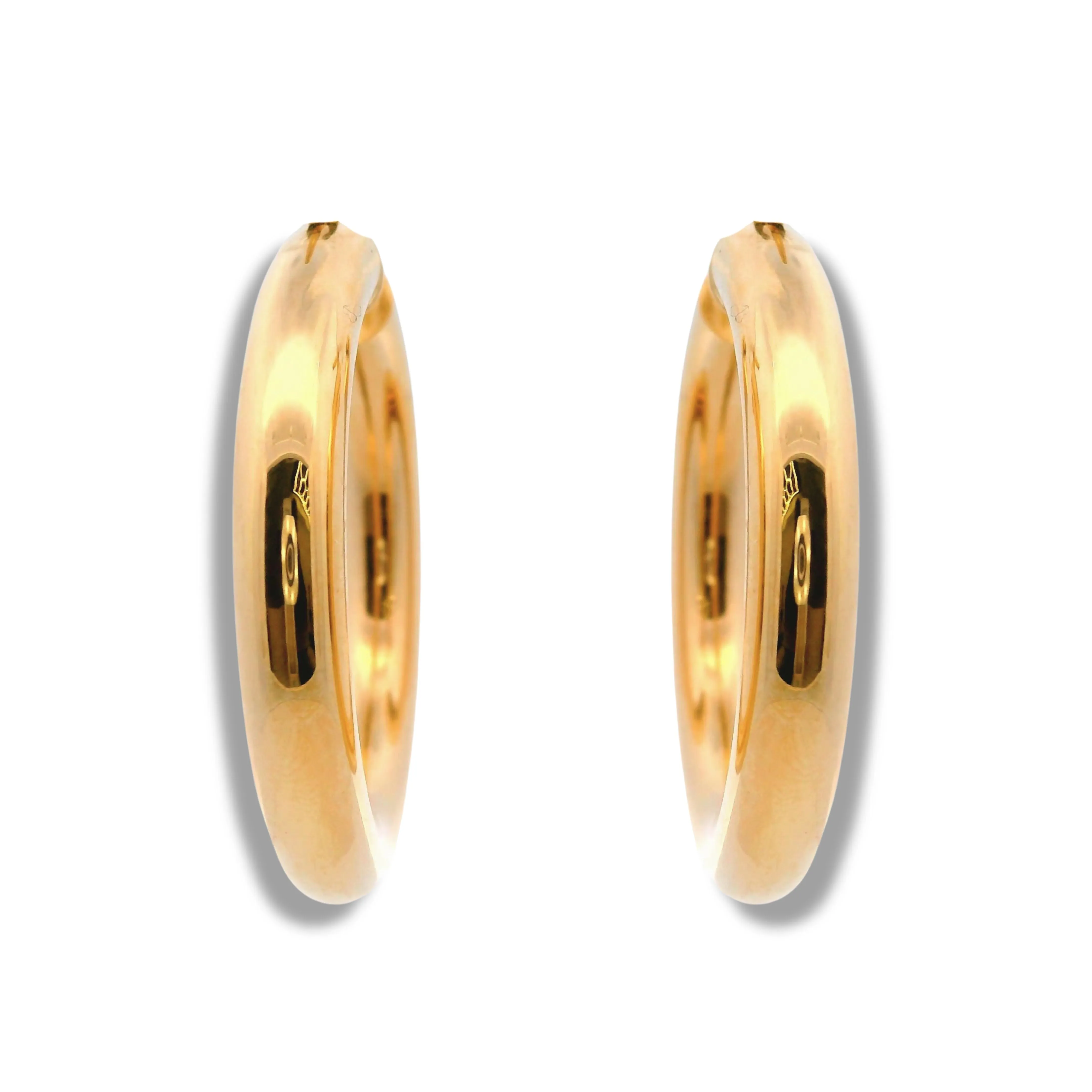 14K Yellow Gold Thick Medium Hoop Earrings