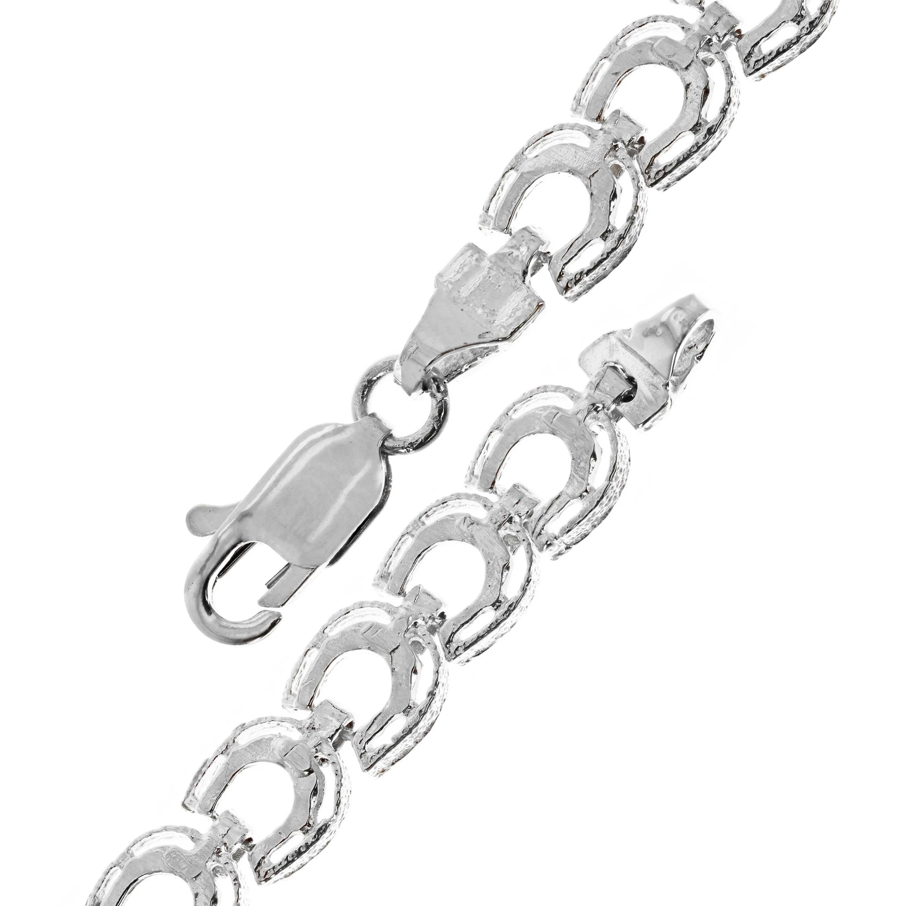 14k Yellow or White Gold Solid Diamond Cut Horse Shoe Bracelet 6.4mm Various Lengths