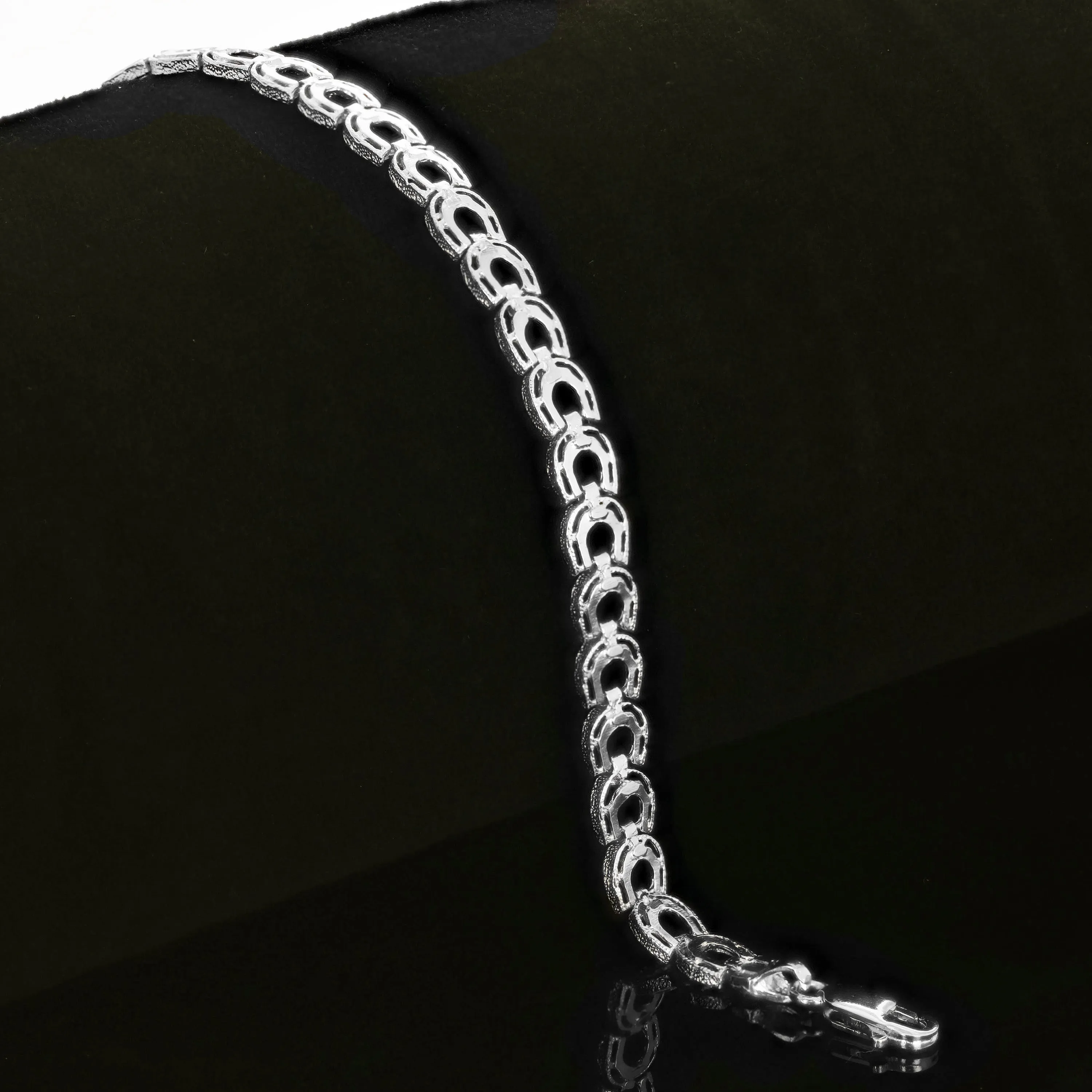 14k Yellow or White Gold Solid Diamond Cut Horse Shoe Bracelet 6.4mm Various Lengths