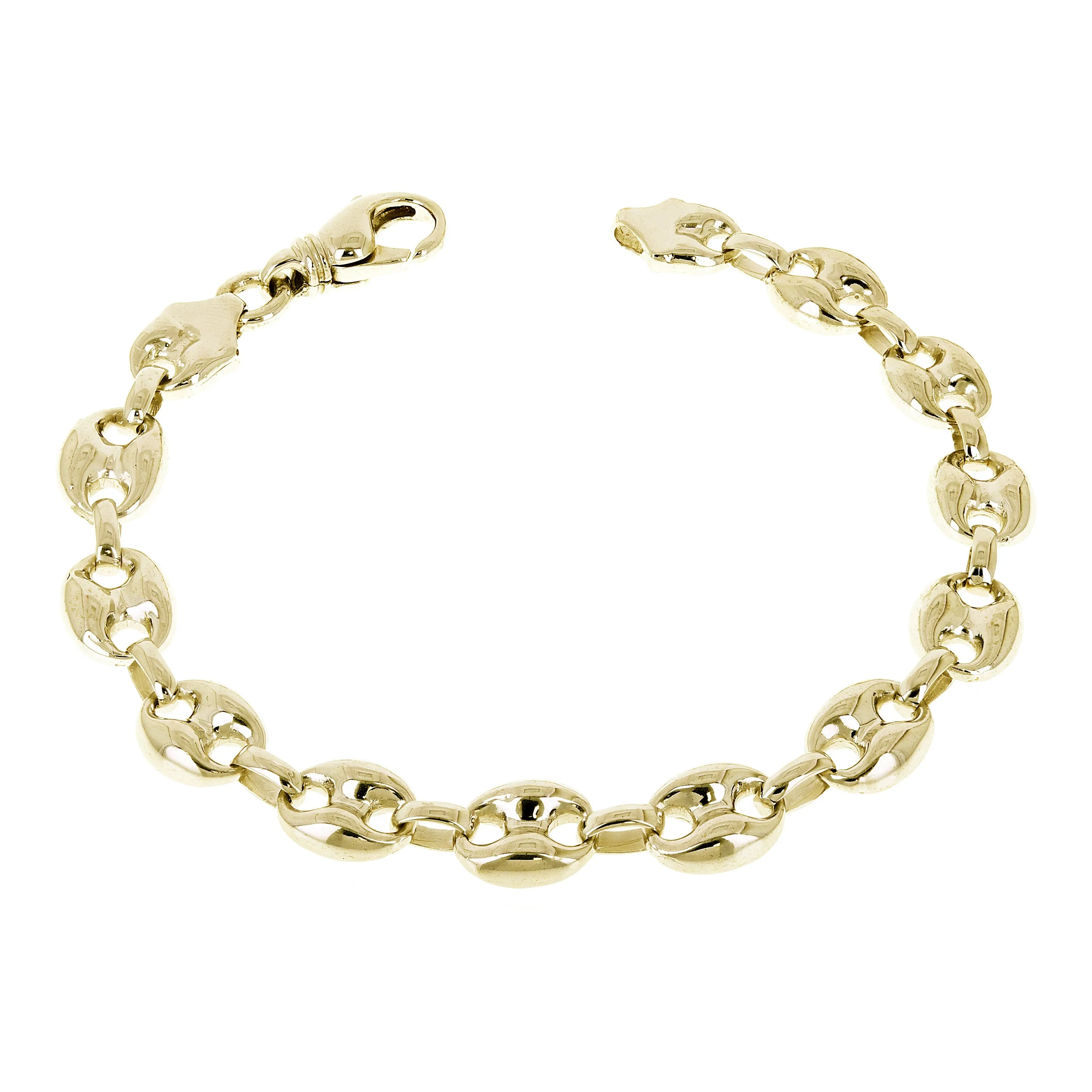 14k Yellow or White Gold Solid Puffy Mariner Chain Bracelet 11.7mm Various Lengths