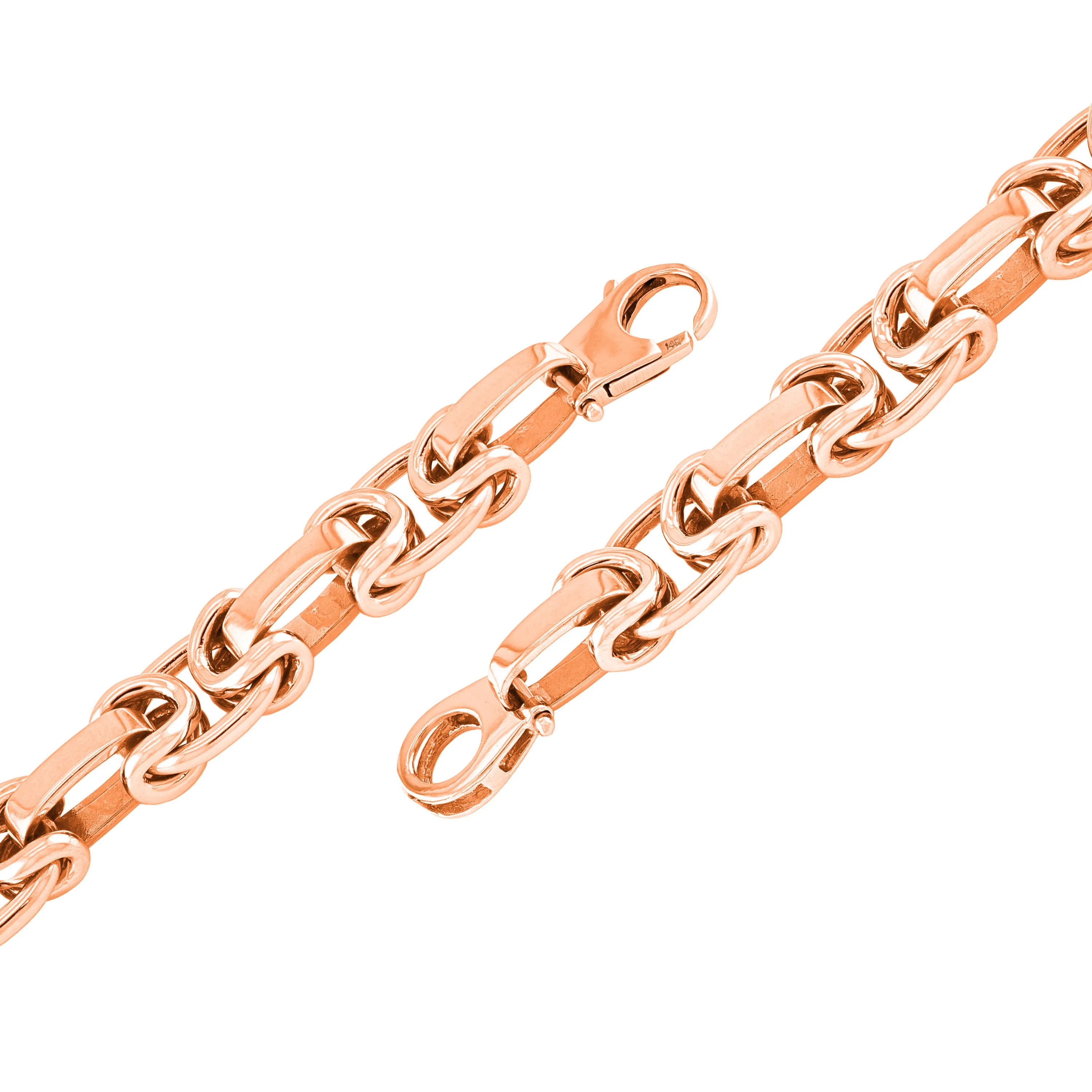 14k Yellow White or Rose Gold Handmade Fashion Link Bracelet 10.5mm