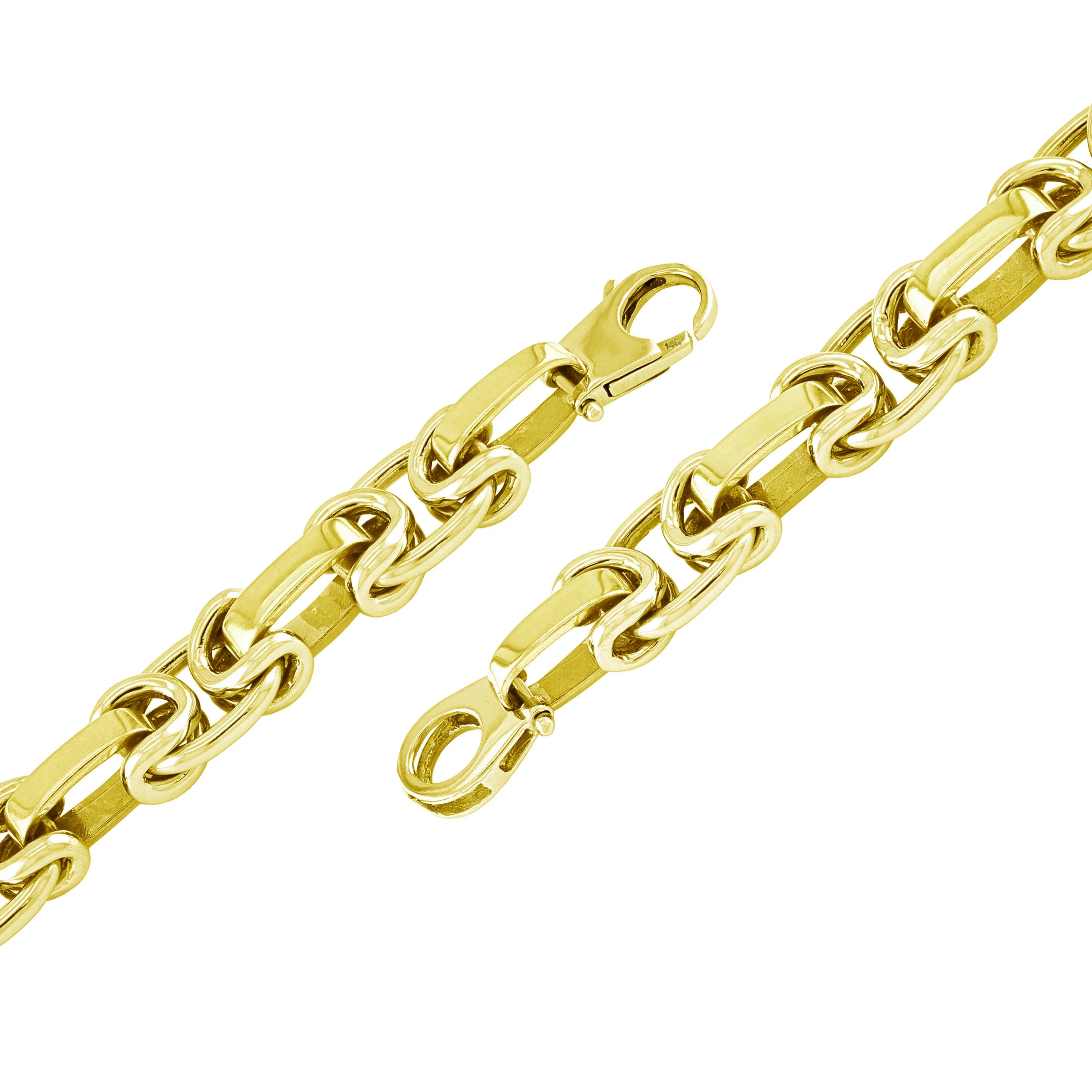 14k Yellow White or Rose Gold Handmade Fashion Link Bracelet 10.5mm
