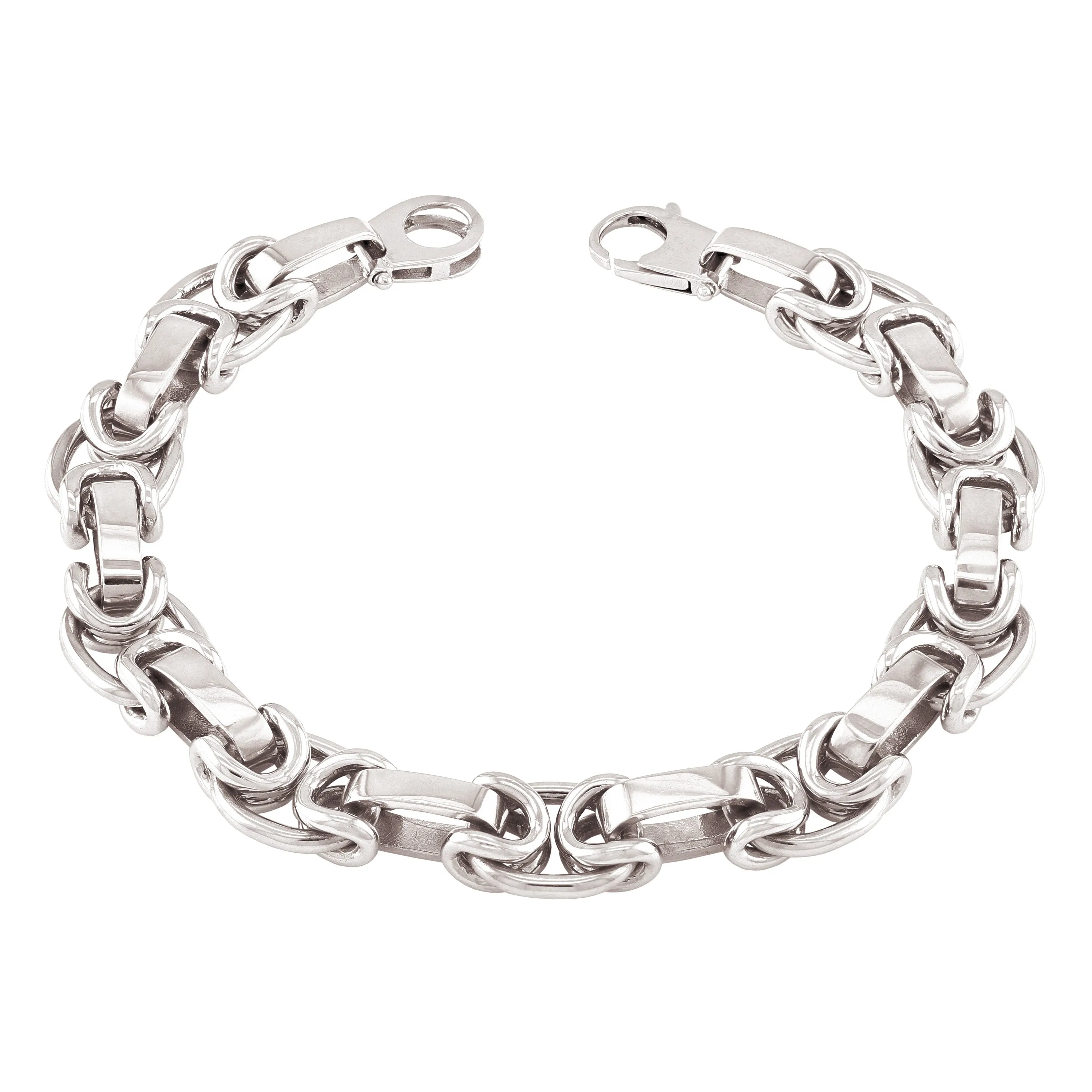 14k Yellow White or Rose Gold Handmade Fashion Link Bracelet 10.5mm