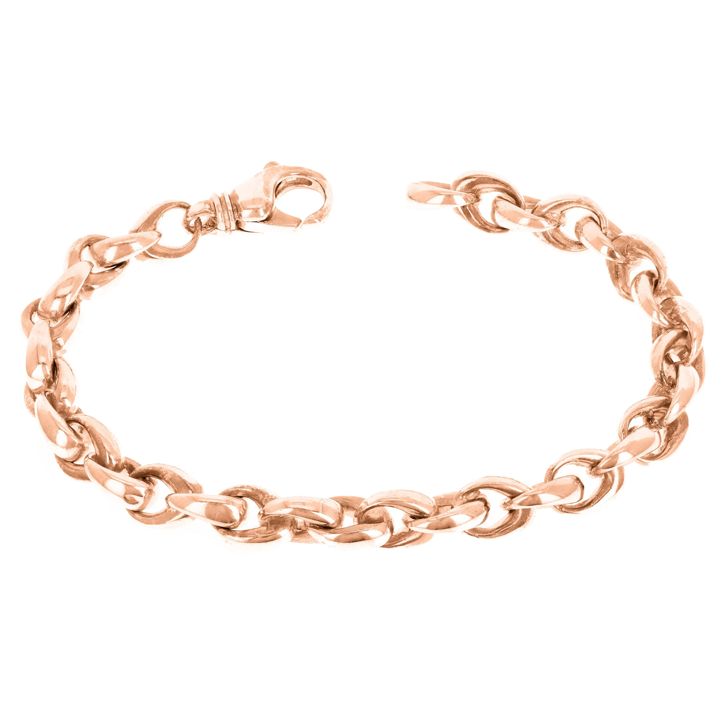 14k Yellow White or Rose Gold Handmade Fashion Link Bracelet 7" - 9" 8.4mm