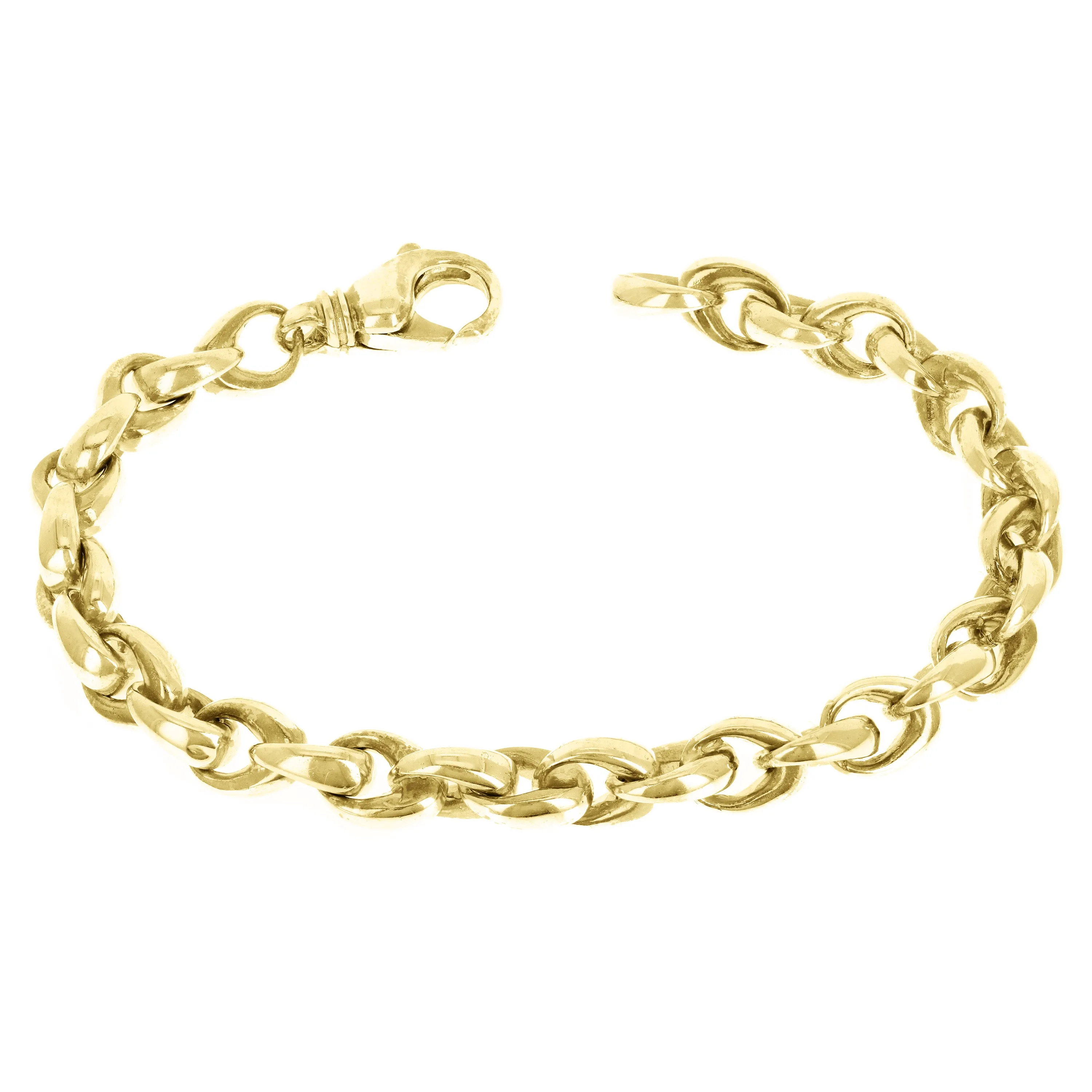 14k Yellow White or Rose Gold Handmade Fashion Link Bracelet 7" - 9" 8.4mm
