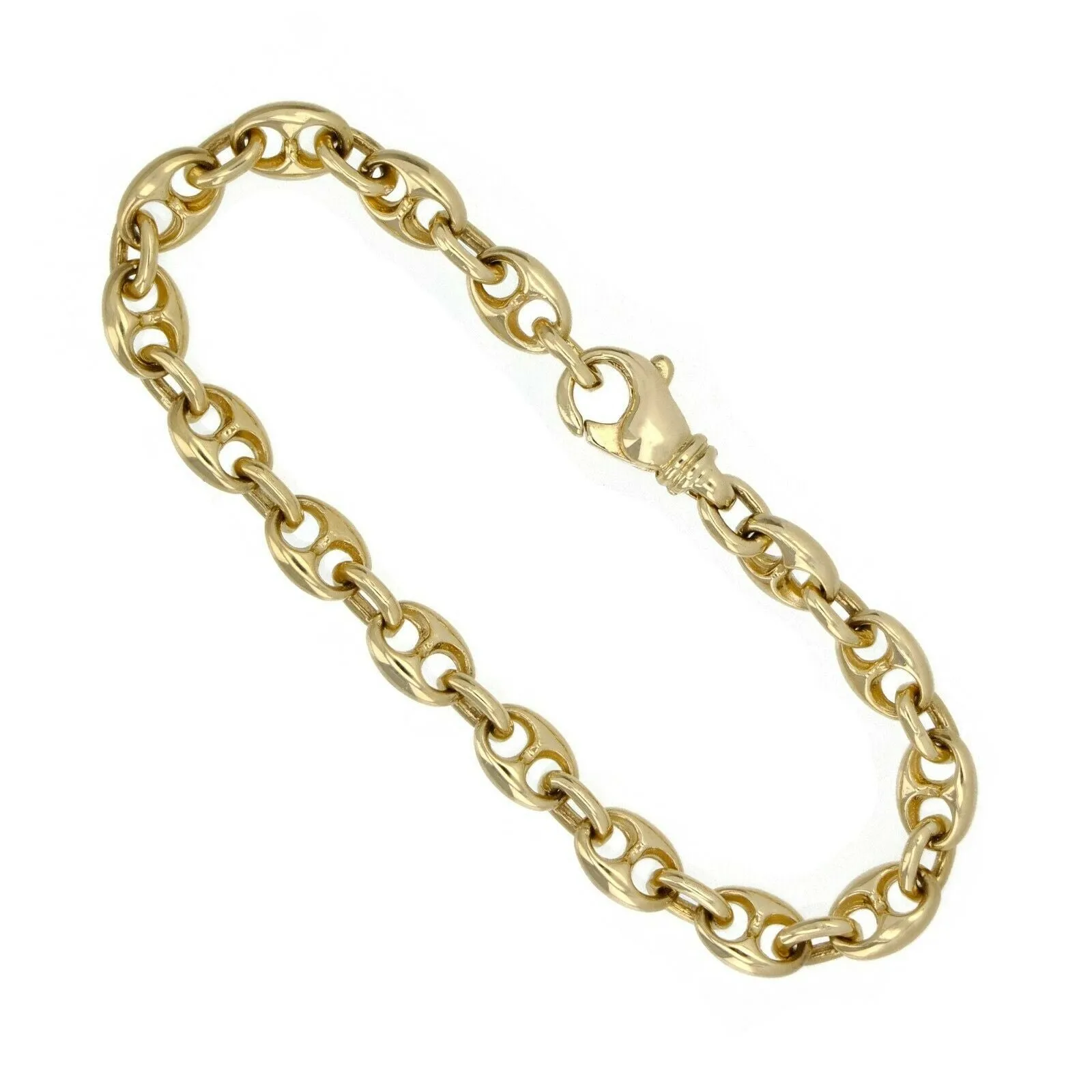 14k Yellow White or Rose Gold Solid Puffy Mariner Gucci Link Chain Bracelet 7" 7.5mm 21.7grams