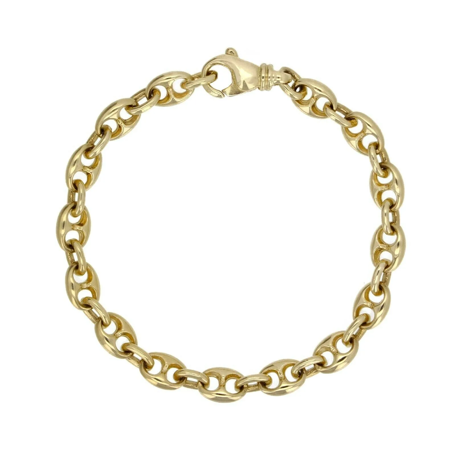 14k Yellow White or Rose Gold Solid Puffy Mariner Gucci Link Chain Bracelet 7" 7.5mm 21.7grams