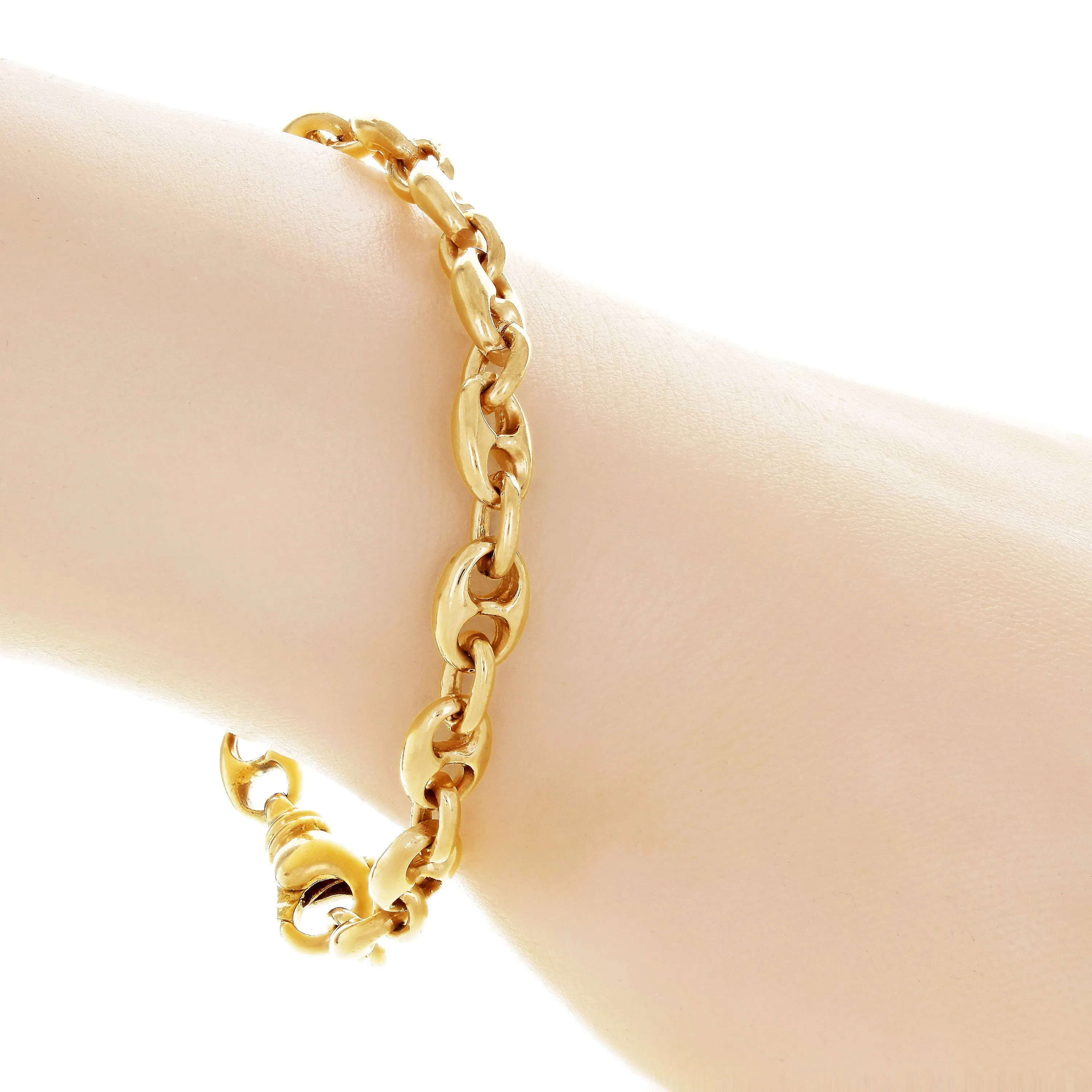 14k Yellow White or Rose Gold Solid Puffy Mariner Gucci Link Chain Bracelet 7" 7.5mm 21.7grams