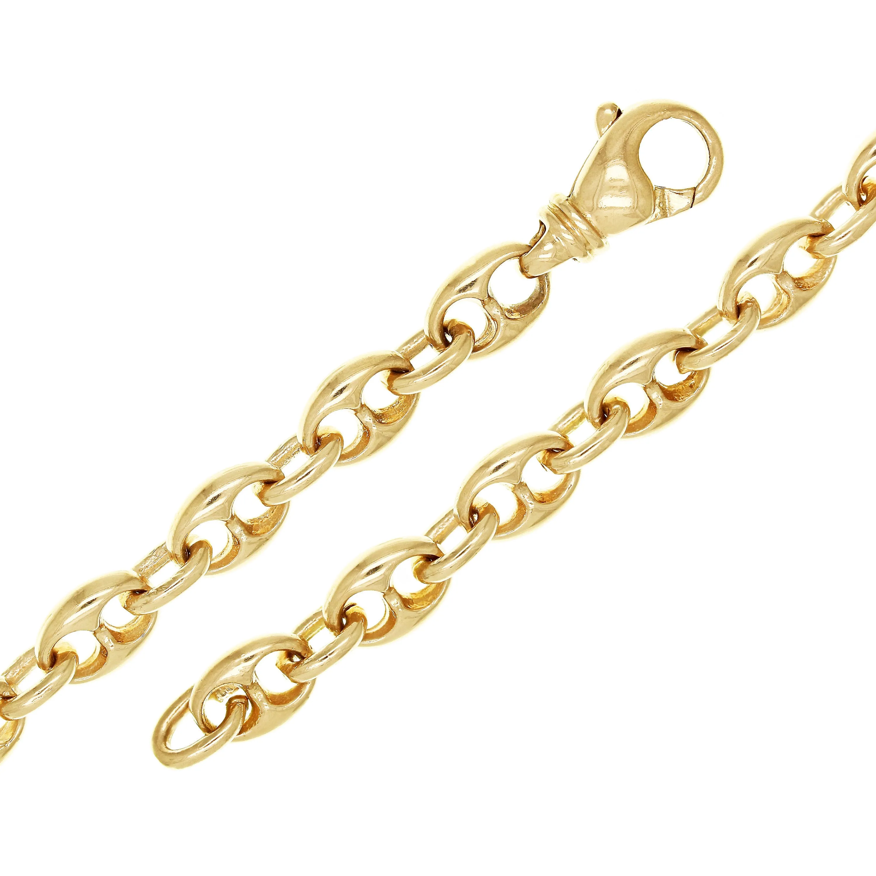 14k Yellow White or Rose Gold Solid Puffy Mariner Gucci Link Chain Bracelet 7" 7.5mm 21.7grams