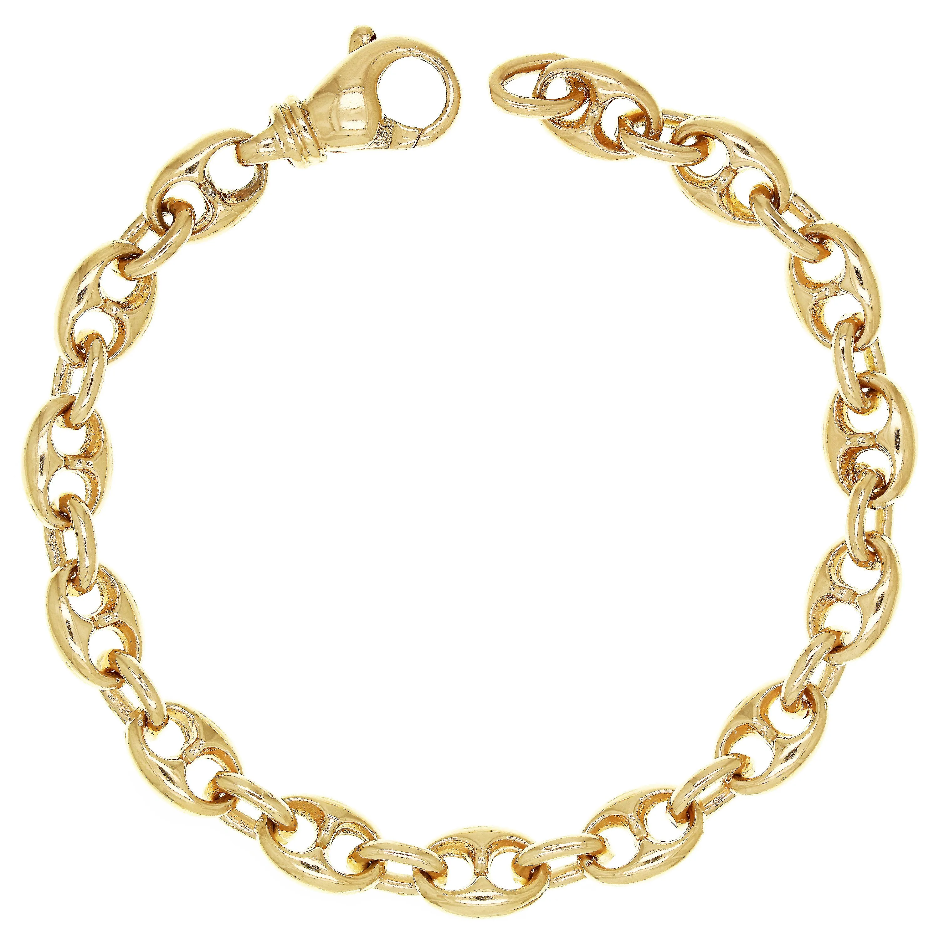 14k Yellow White or Rose Gold Solid Puffy Mariner Gucci Link Chain Bracelet 7" 7.5mm 21.7grams