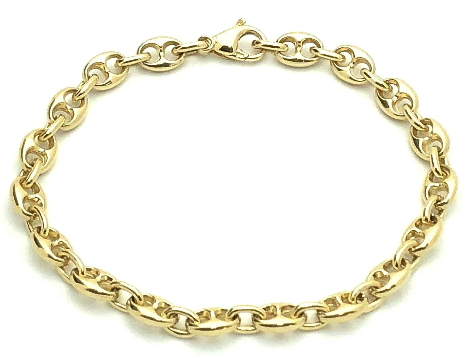 14k Yellow White or Rose Gold Solid Puffy Mariner Gucci Link Chain Bracelet 7" 7.5mm 21.7grams