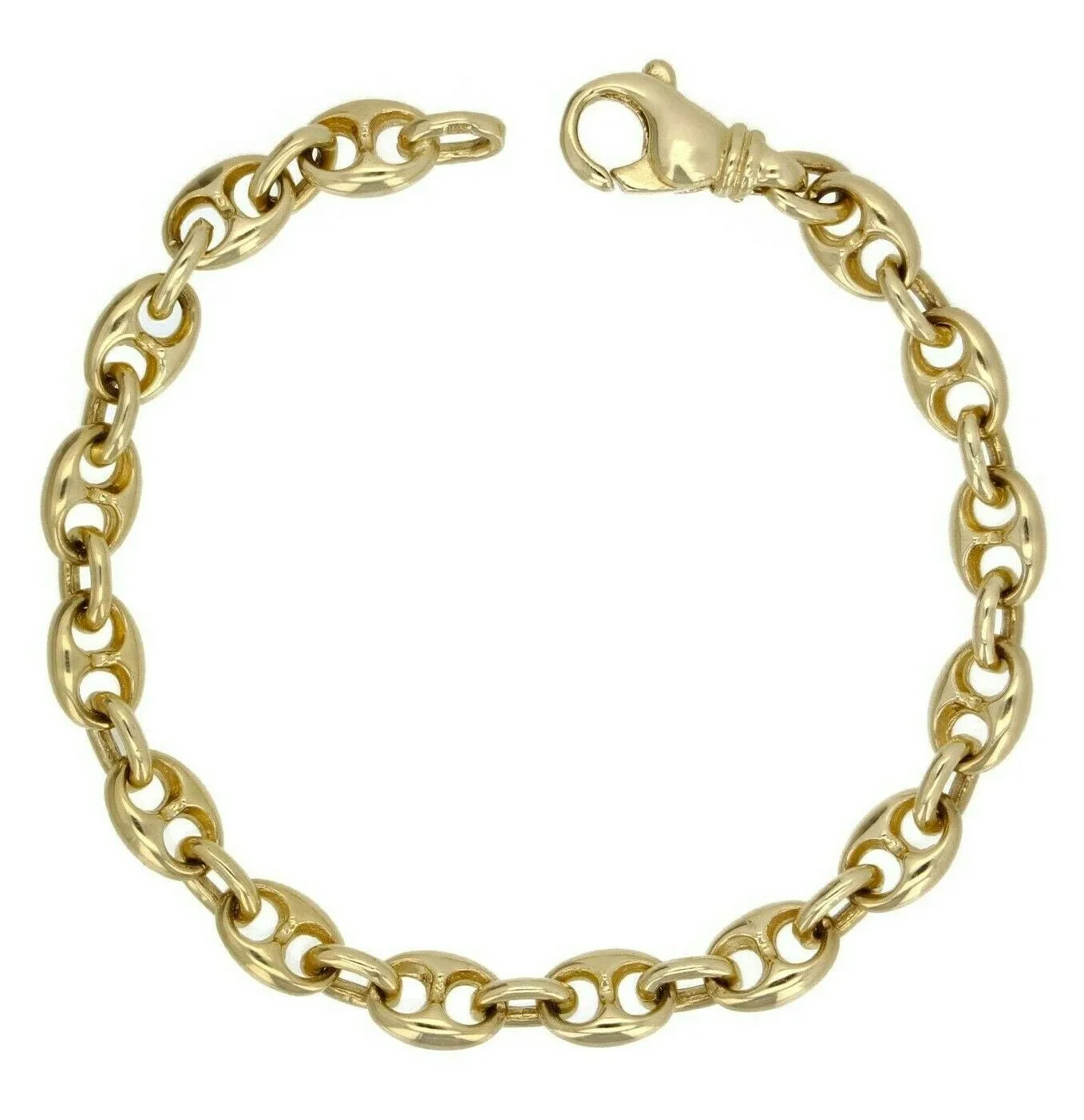 14k Yellow White or Rose Gold Solid Puffy Mariner Gucci Link Chain Bracelet 7" 7.5mm 21.7grams