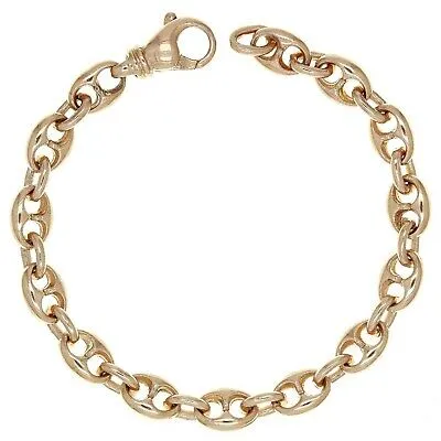 14k Yellow White or Rose Gold Solid Puffy Mariner Gucci Link Chain Bracelet 7" 7.5mm 21.7grams