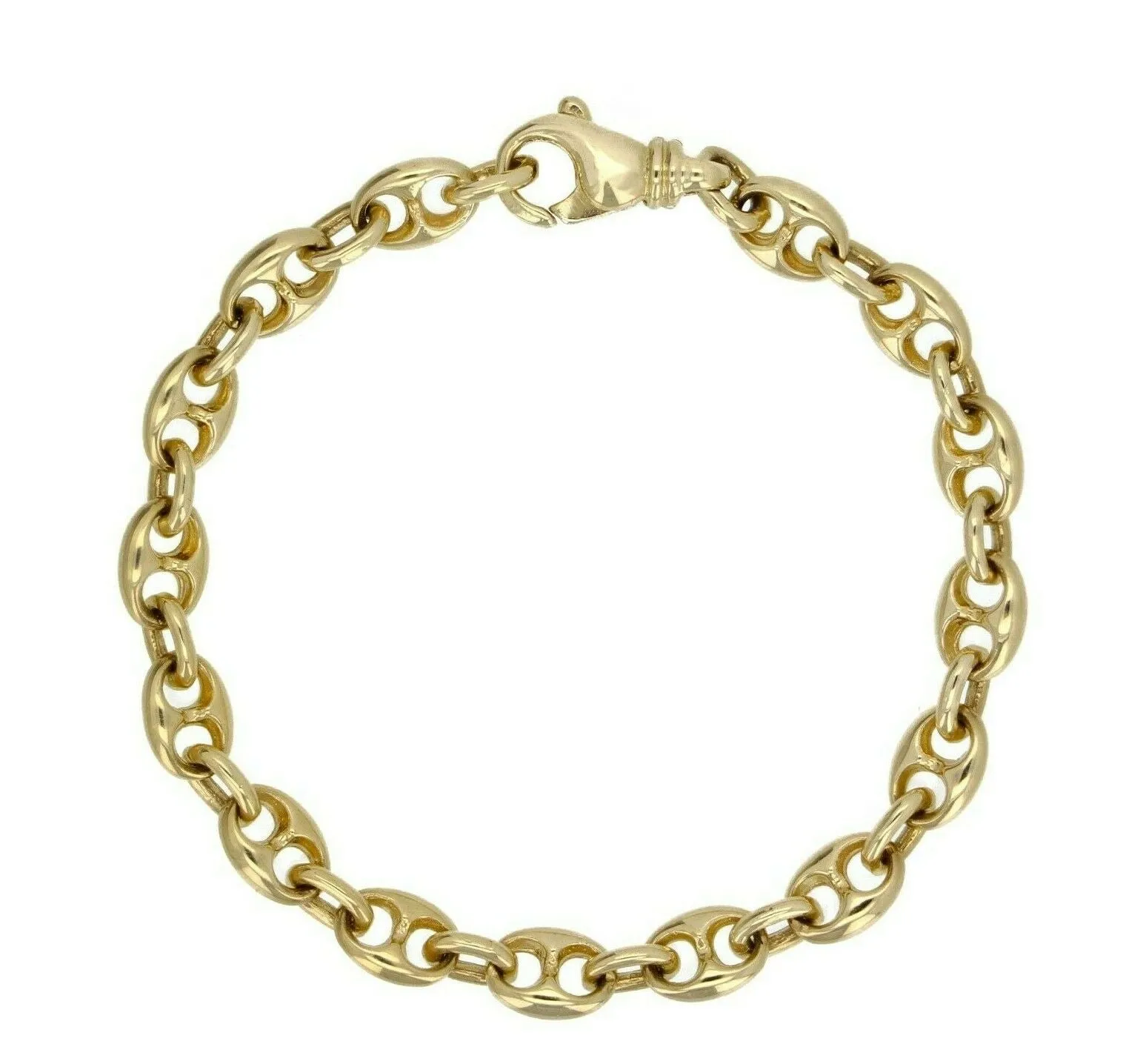 14k Yellow White or Rose Gold Solid Puffy Mariner Gucci Link Chain Bracelet 7" 7.5mm 21.7grams