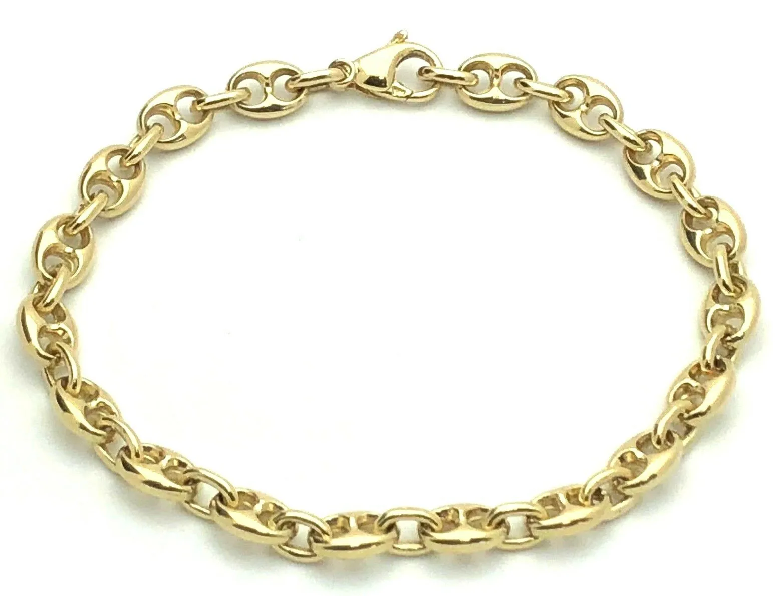 14k Yellow White or Rose Gold Solid Puffy Mariner Gucci Link Chain Bracelet 7" 7.5mm 21.7grams