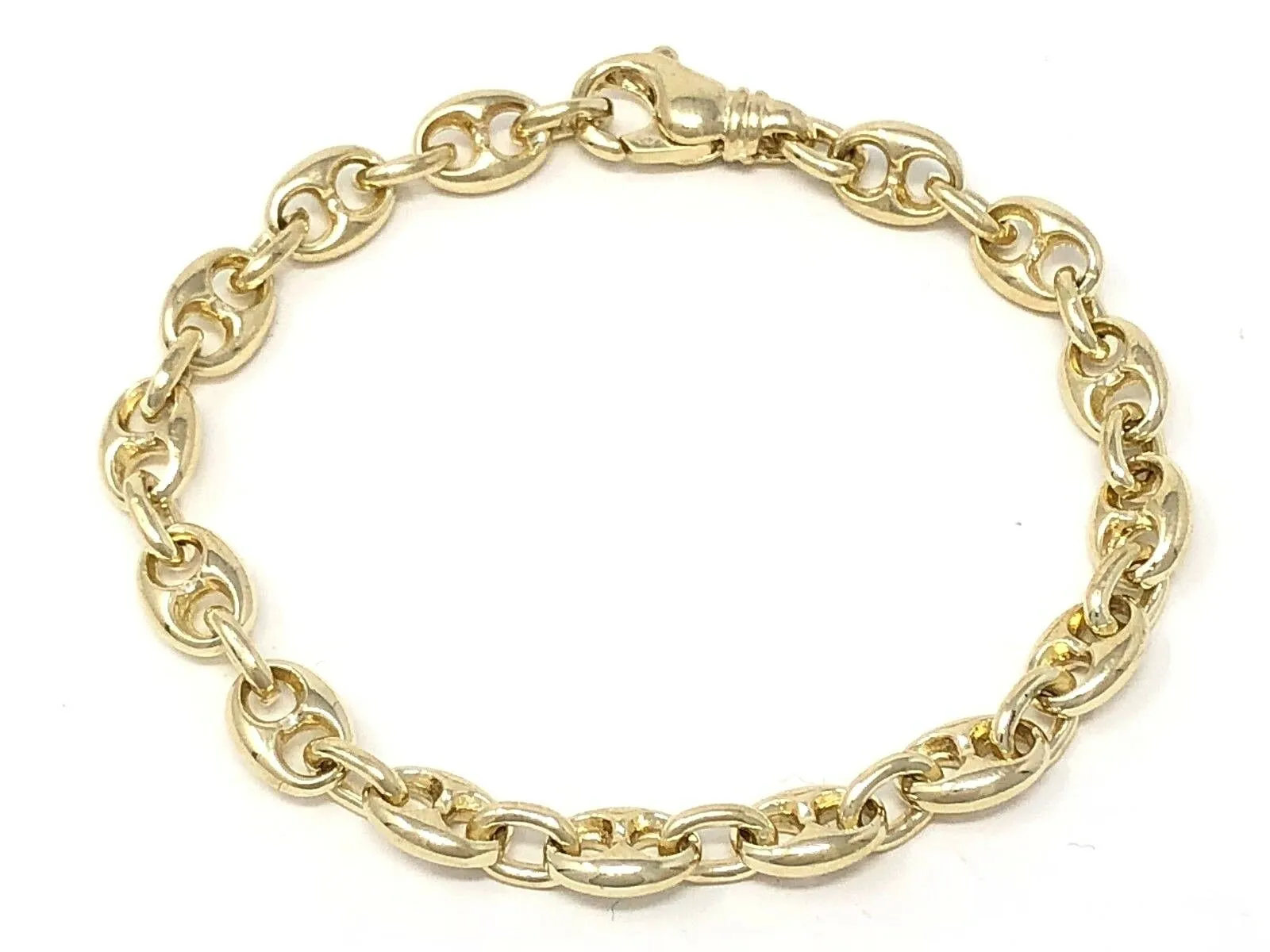 14k Yellow White or Rose Gold Solid Puffy Mariner Gucci Link Chain Bracelet 7" 7.5mm 21.7grams