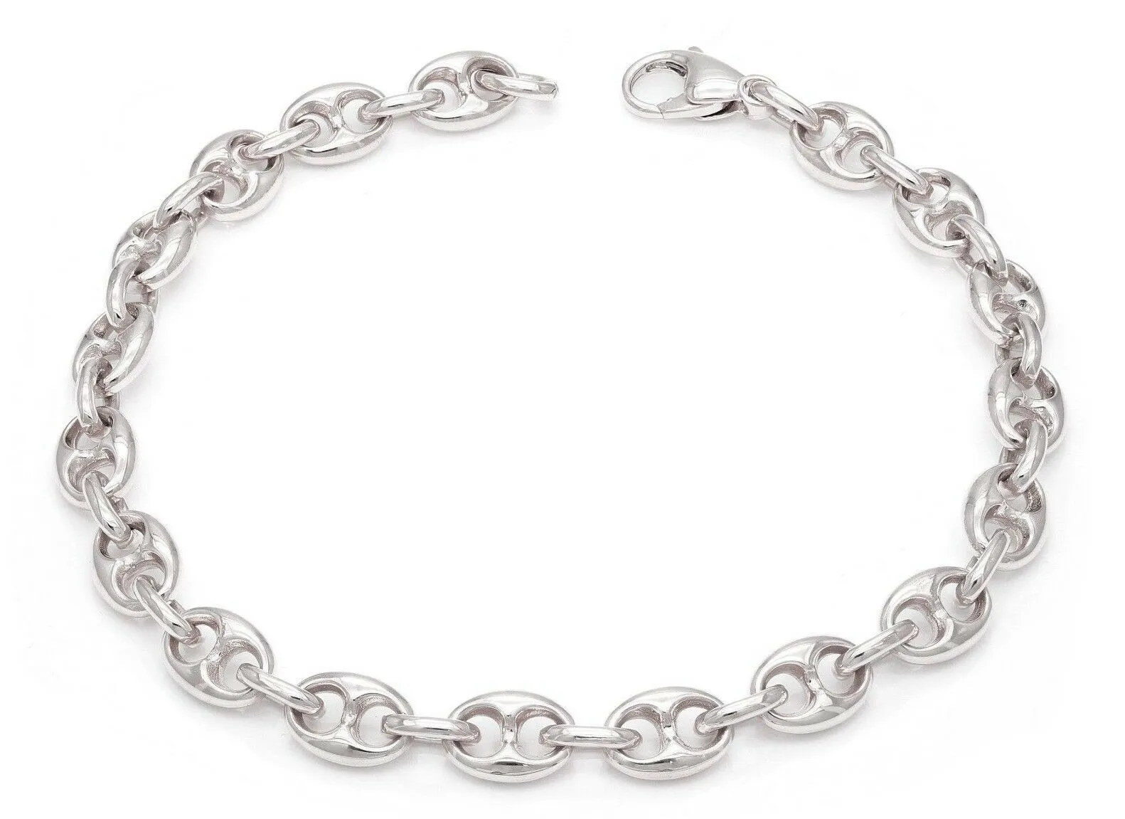 14k Yellow White or Rose Gold Solid Puffy Mariner Gucci Link Chain Bracelet 7" 7.5mm 21.7grams