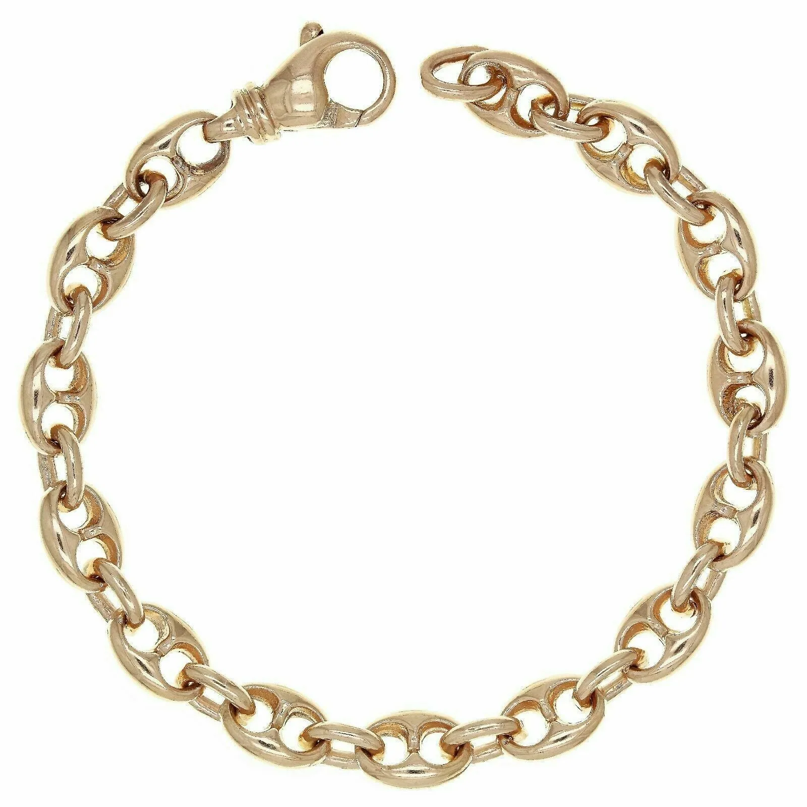 14k Yellow White or Rose Gold Solid Puffy Mariner Gucci Link Chain Bracelet 7" 7.5mm 21.7grams