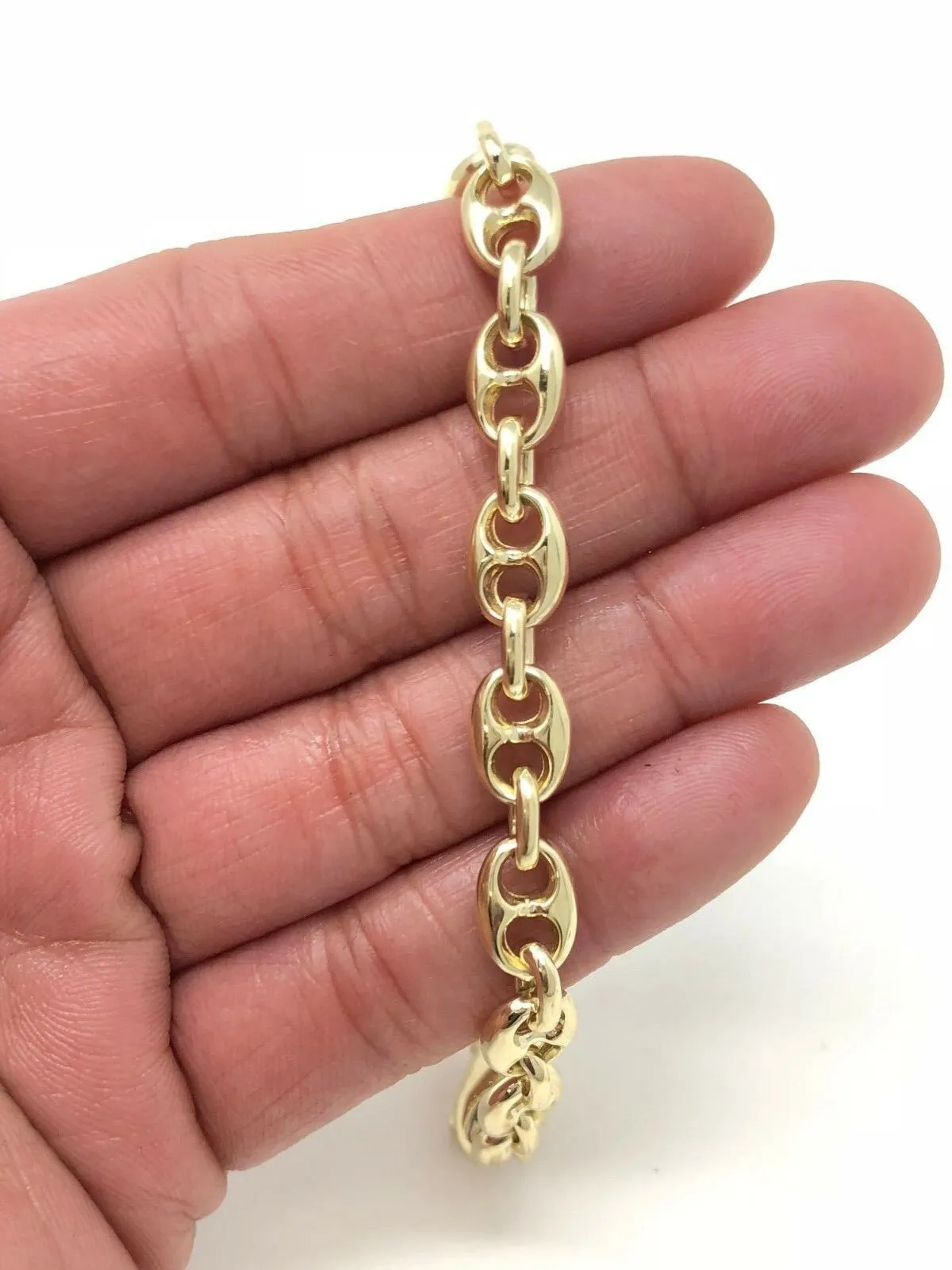 14k Yellow White or Rose Gold Solid Puffy Mariner Gucci Link Chain Bracelet 7" 7.5mm 21.7grams
