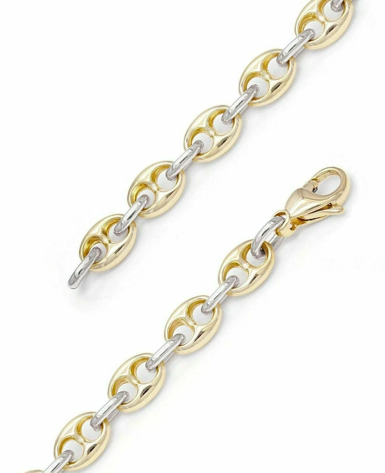 14k Yellow White or Rose Gold Solid Puffy Mariner Gucci Link Chain Bracelet 7" 7.5mm 21.7grams