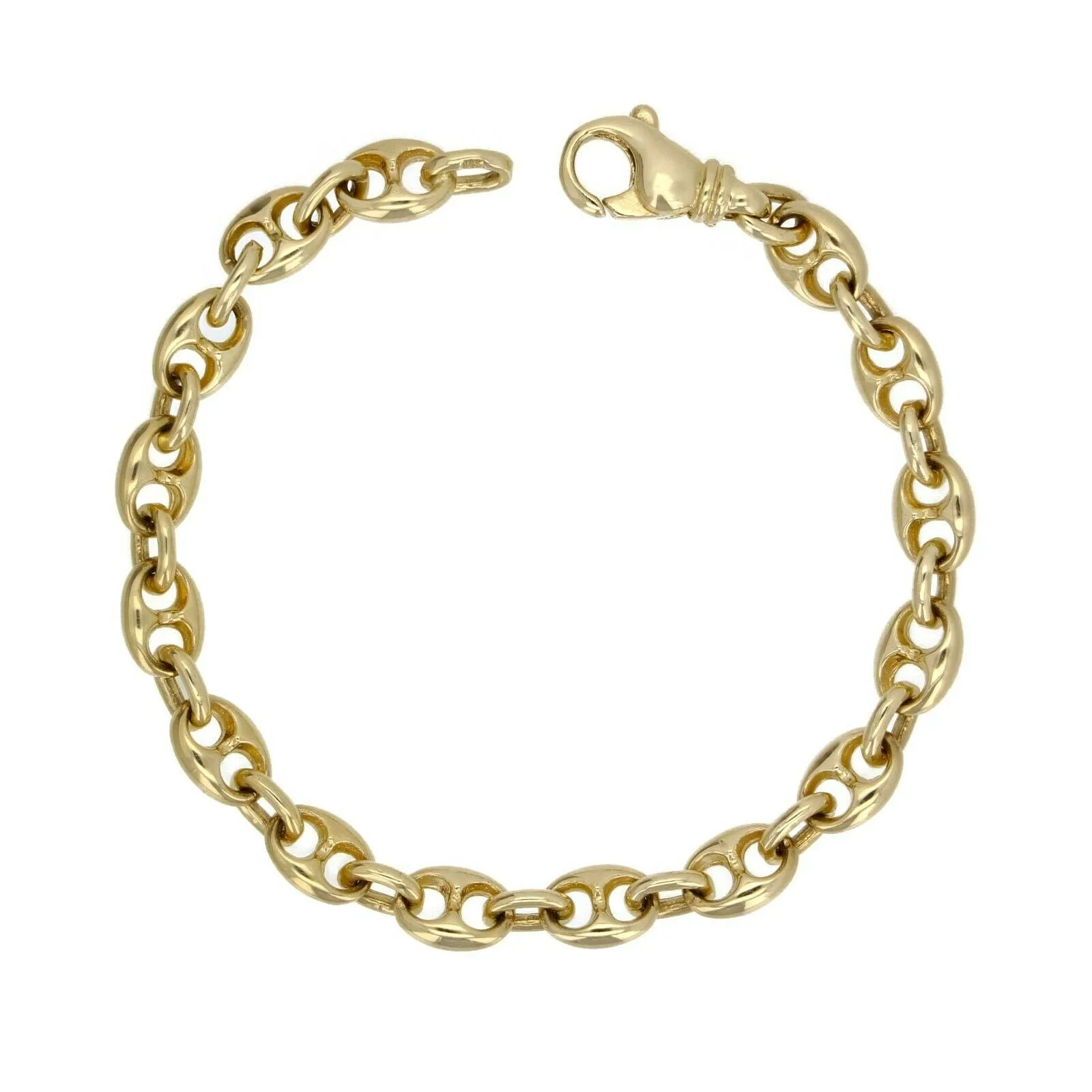 14k Yellow White or Rose Gold Solid Puffy Mariner Gucci Link Chain Bracelet 7" 7.5mm 21.7grams