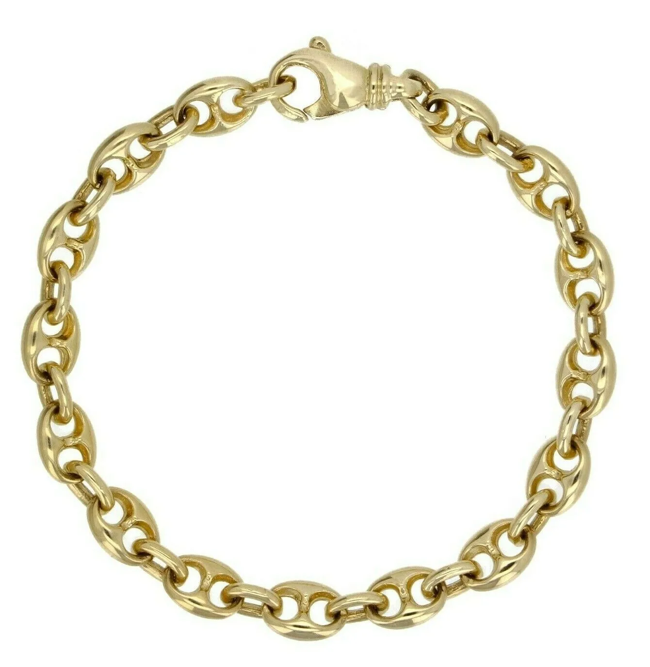 14k Yellow White or Rose Gold Solid Puffy Mariner Gucci Link Chain Bracelet 7" 7.5mm 21.7grams