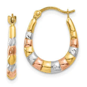14KT Gold Tri-Color 16X14MM Hoop Earrings