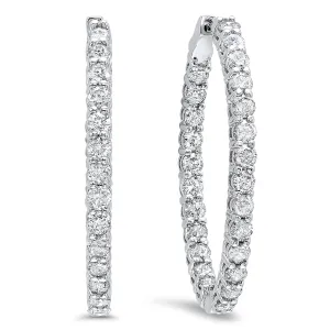 14kt White Gold Oval Diamond Hoop Earrings, 4.00TCW