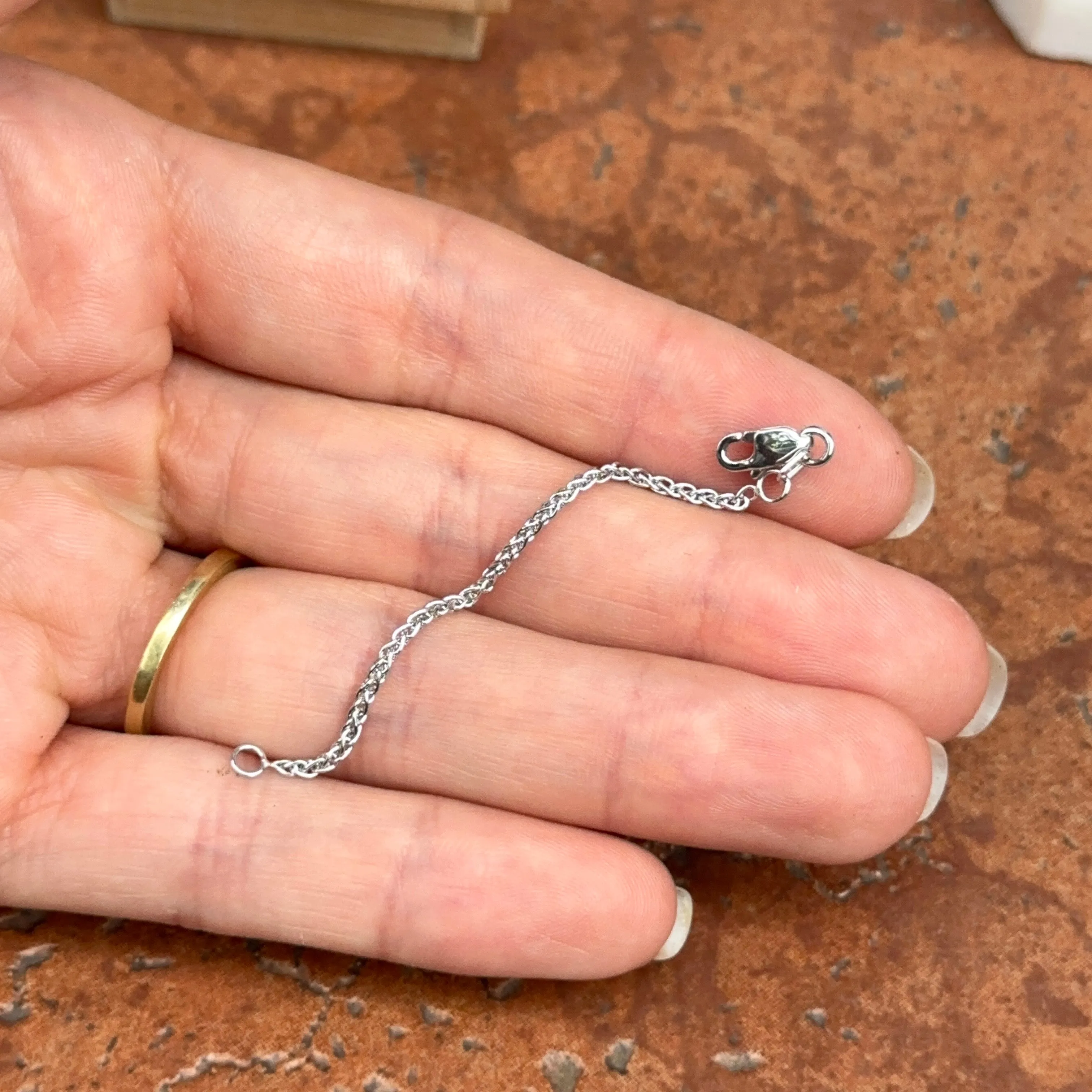14KT White Gold Wheat Chain Necklace Extender 3" Length