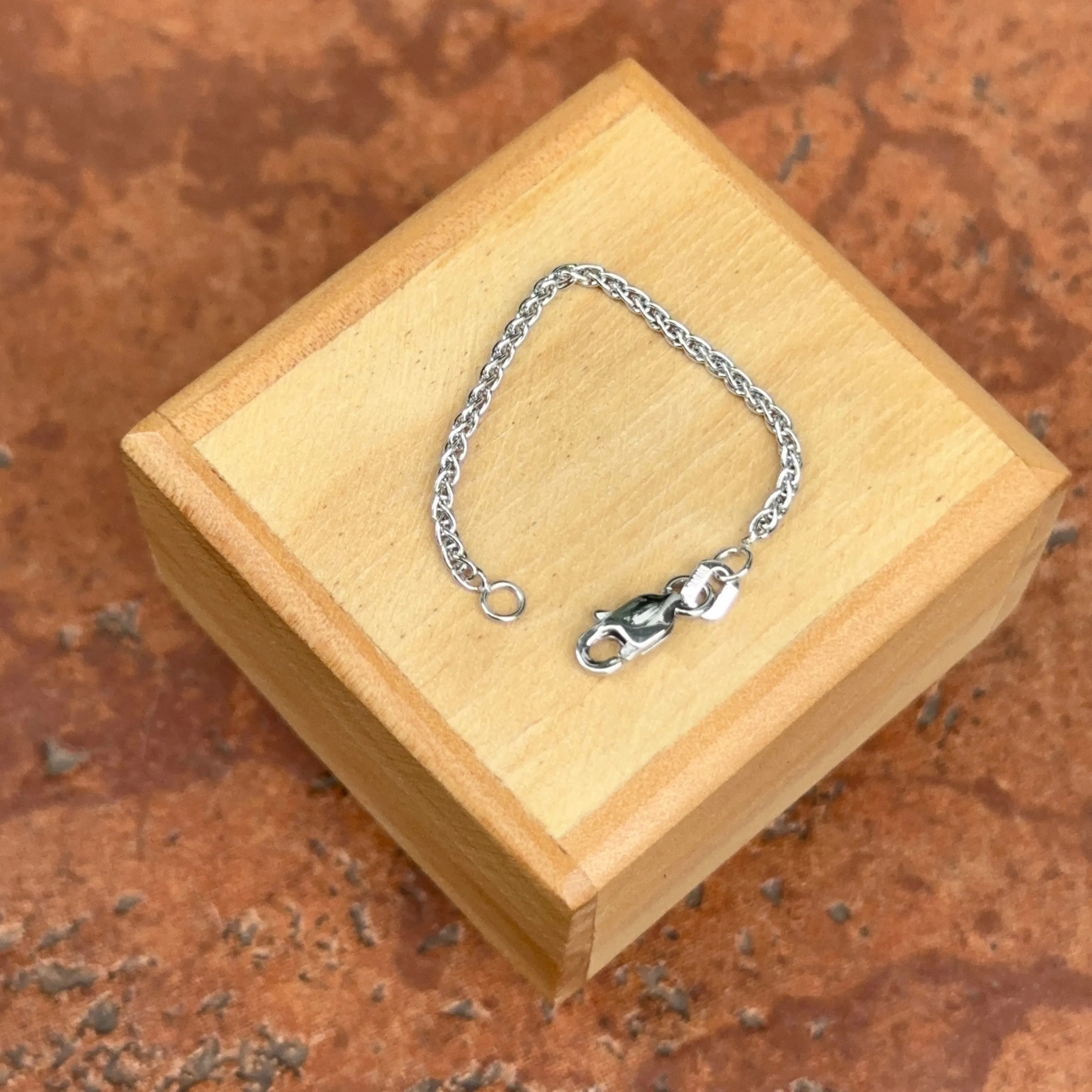 14KT White Gold Wheat Chain Necklace Extender 3" Length