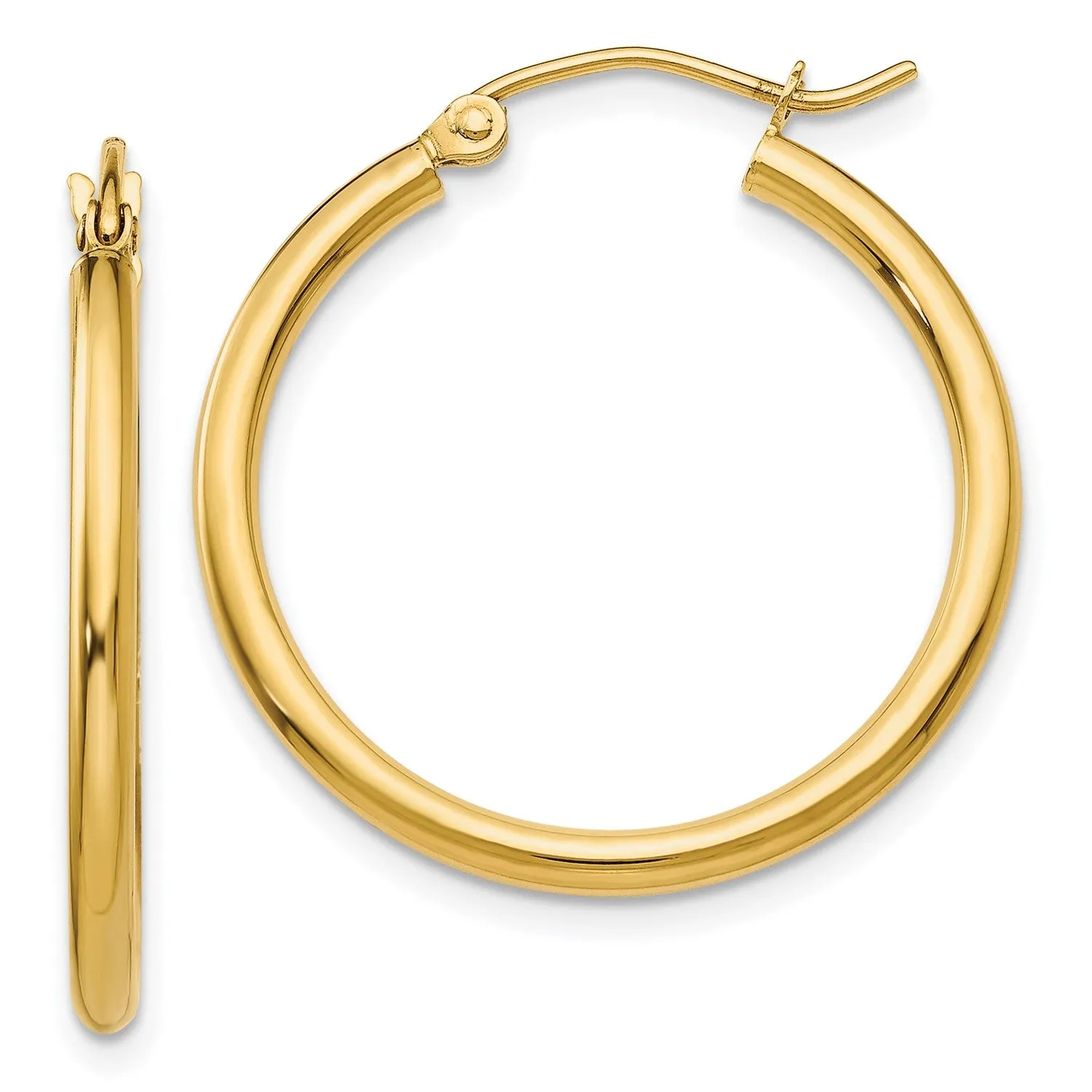 14KT Yellow Gold 25X2MM Hoop Earrings