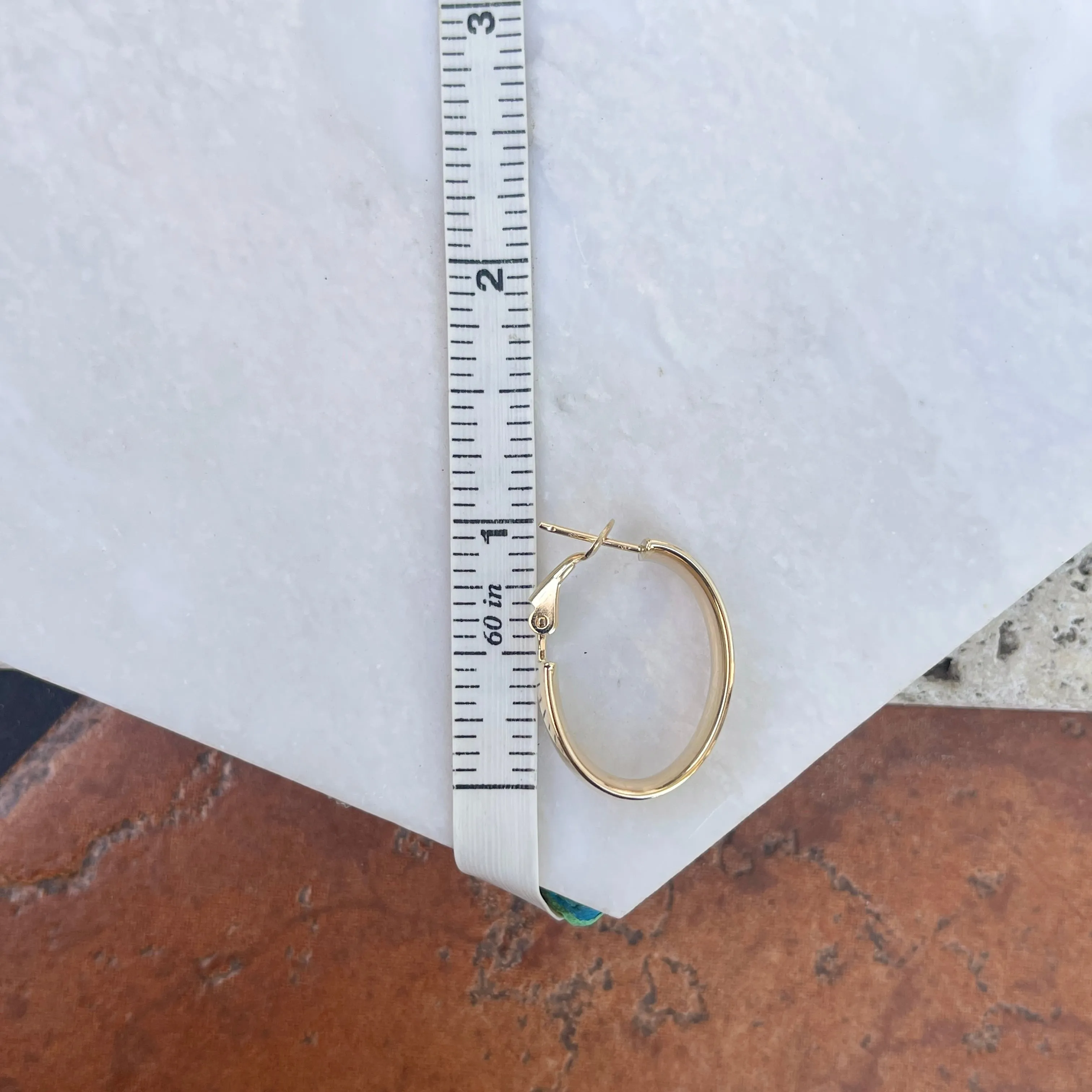 14KT Yellow Gold Shiny 6mm Oval Omega Hoop Earrings 22mm