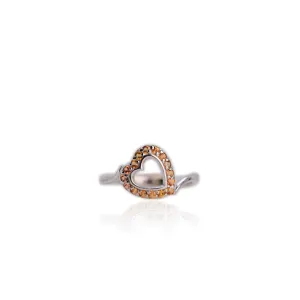 1.5 mm. Round Cut Orange Songea Sapphire Heart Ring