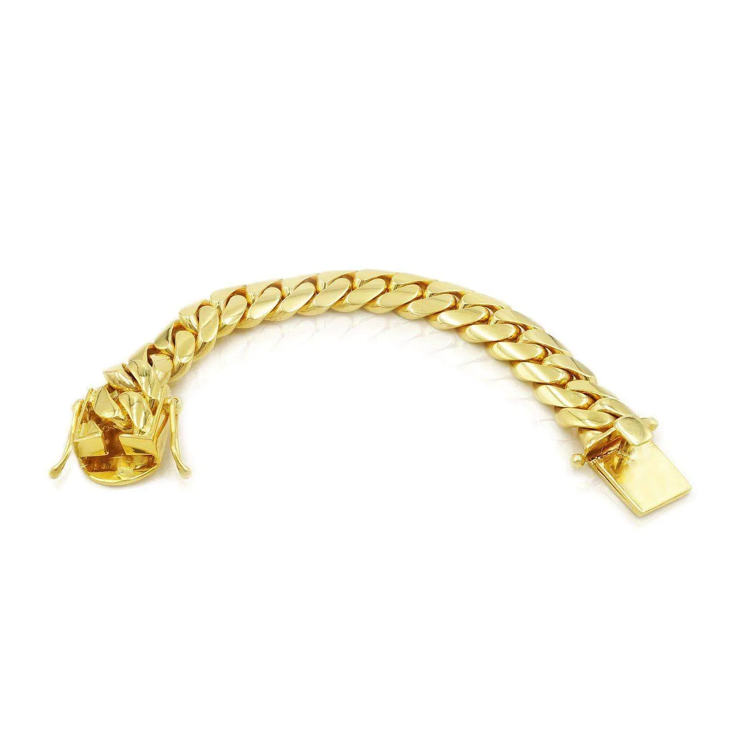 17mm Solid Cuban Link Bracelet in 18K Yellow Gold