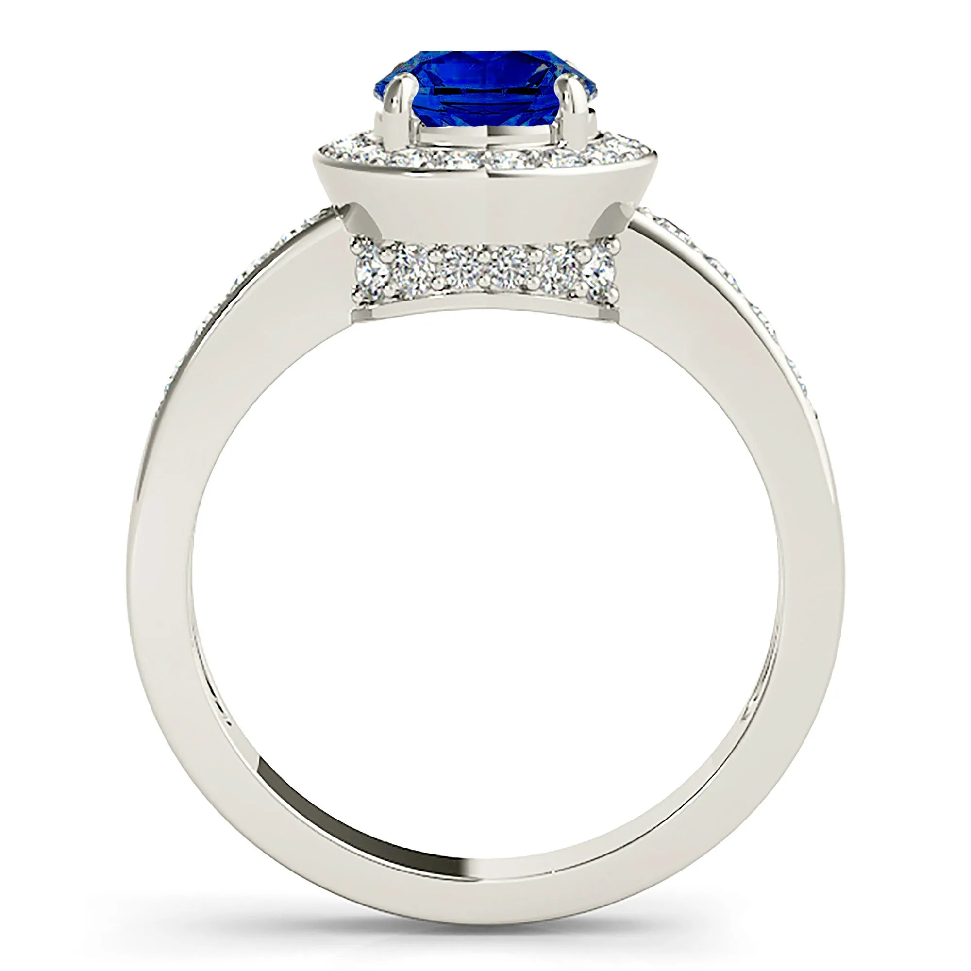 1.80 ct. Genuine Blue Sapphire Halo Engagement Ring