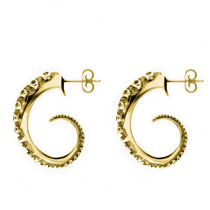 18ct Yellow Gold Tentacle Hoop Earrings