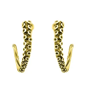 18ct Yellow Gold Tentacle Hoop Earrings