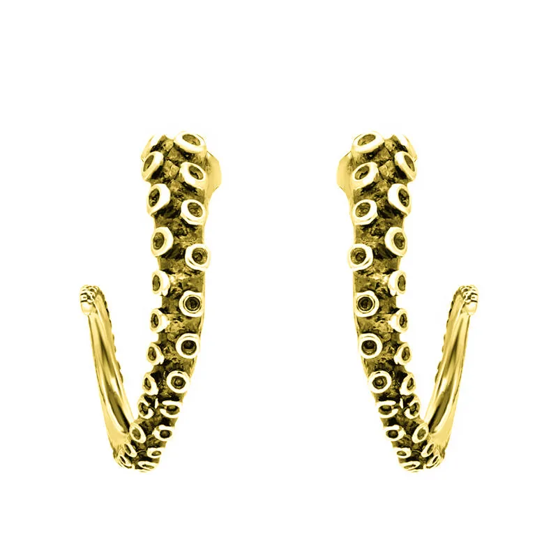 18ct Yellow Gold Tentacle Hoop Earrings