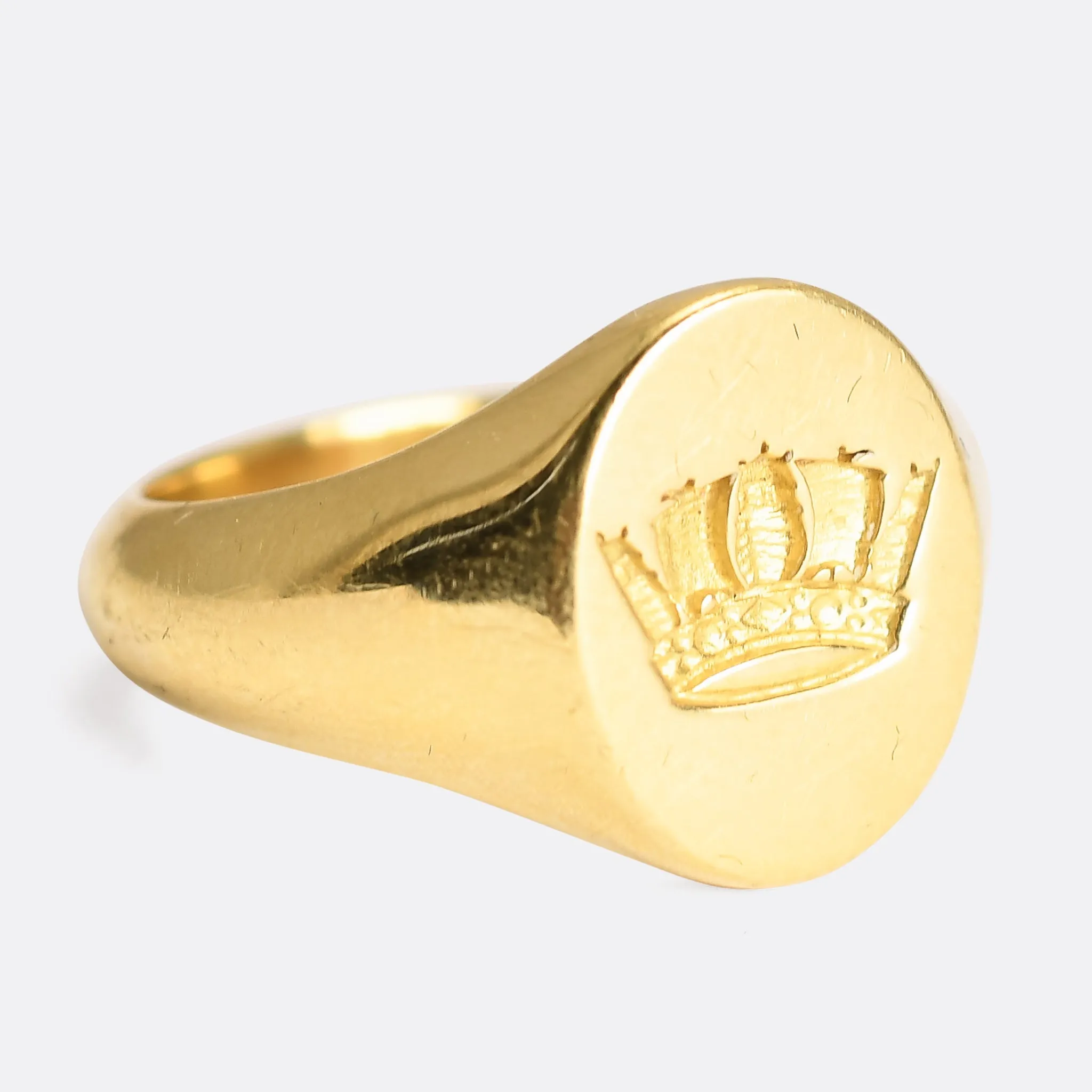 18k Gold Crown Signet Ring