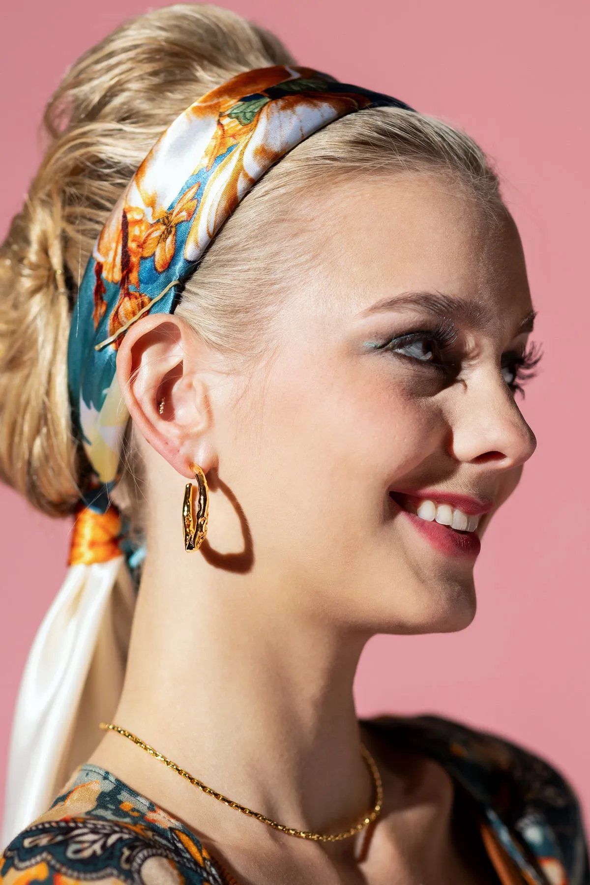 18k gold-plated Organic Texture Hoop Earrings